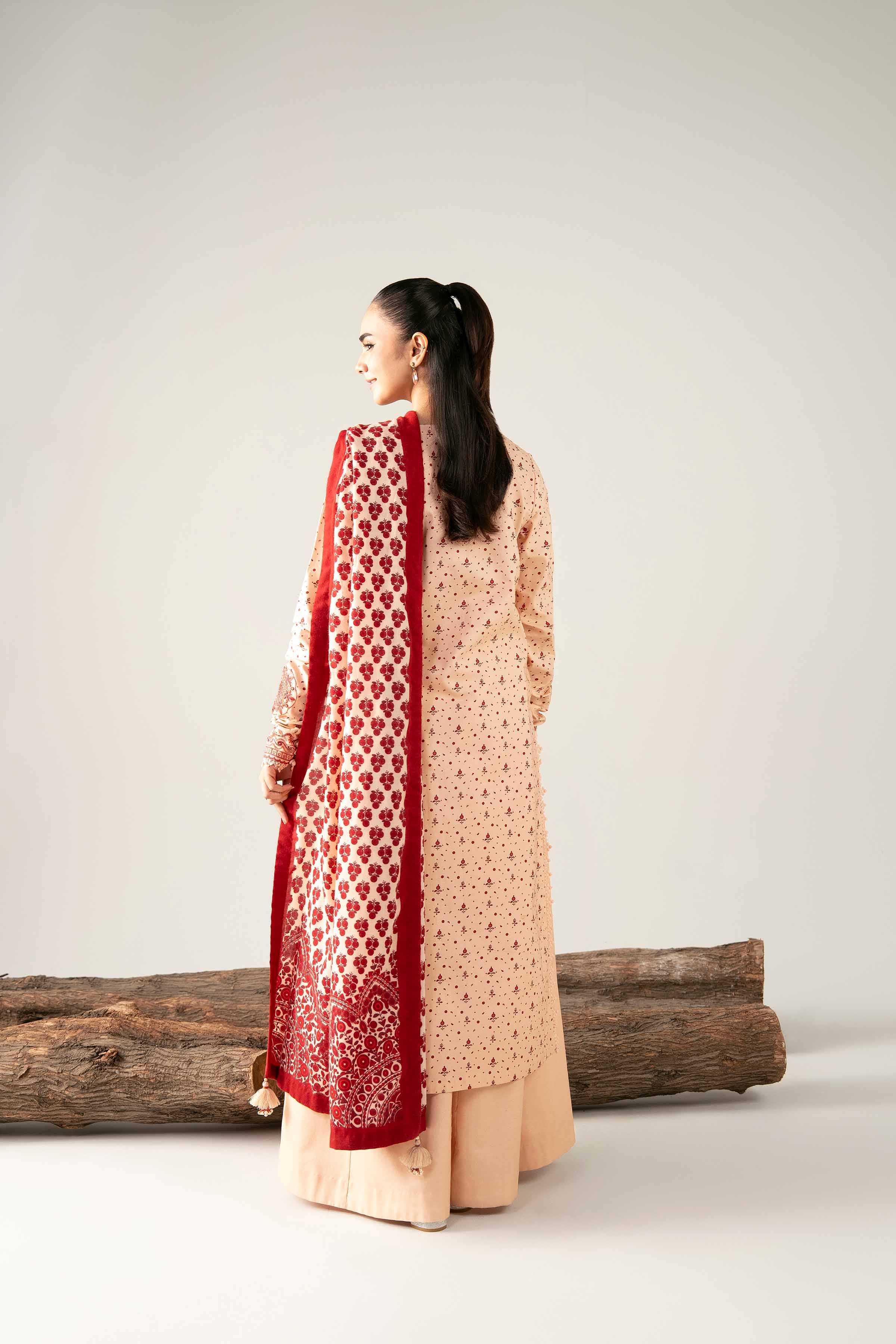 3 Piece - Printed Embroidered Suit - 42503730