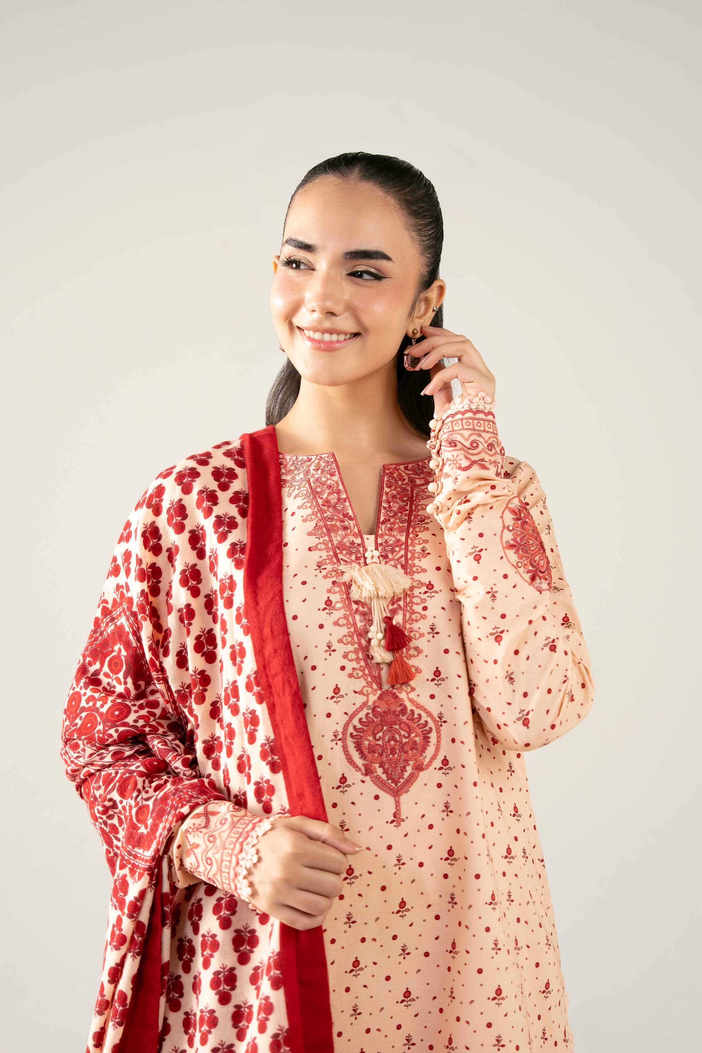 3 Piece - Printed Embroidered Suit - 42503730