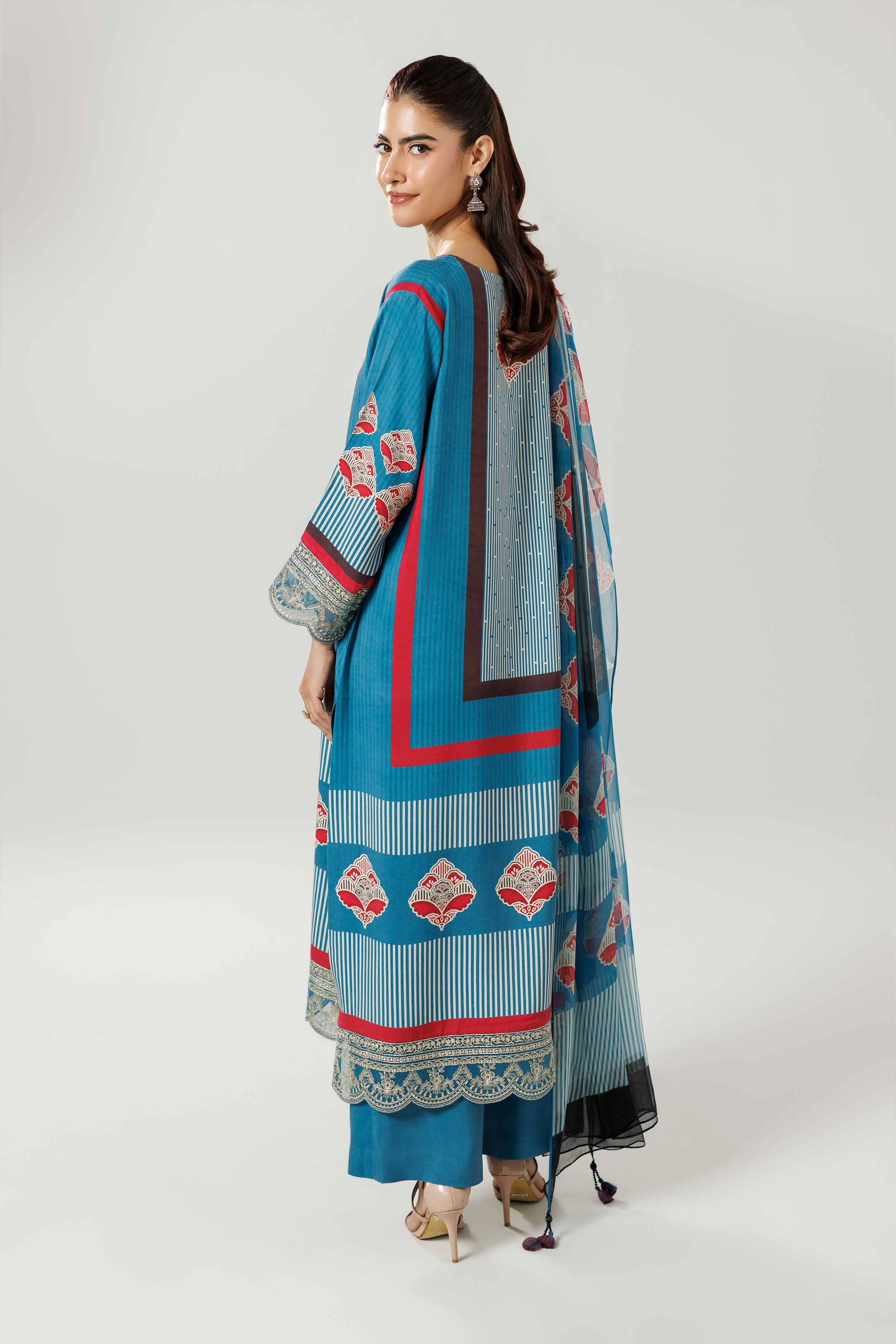 3 Piece - Printed Embroidered Suit - 42519593
