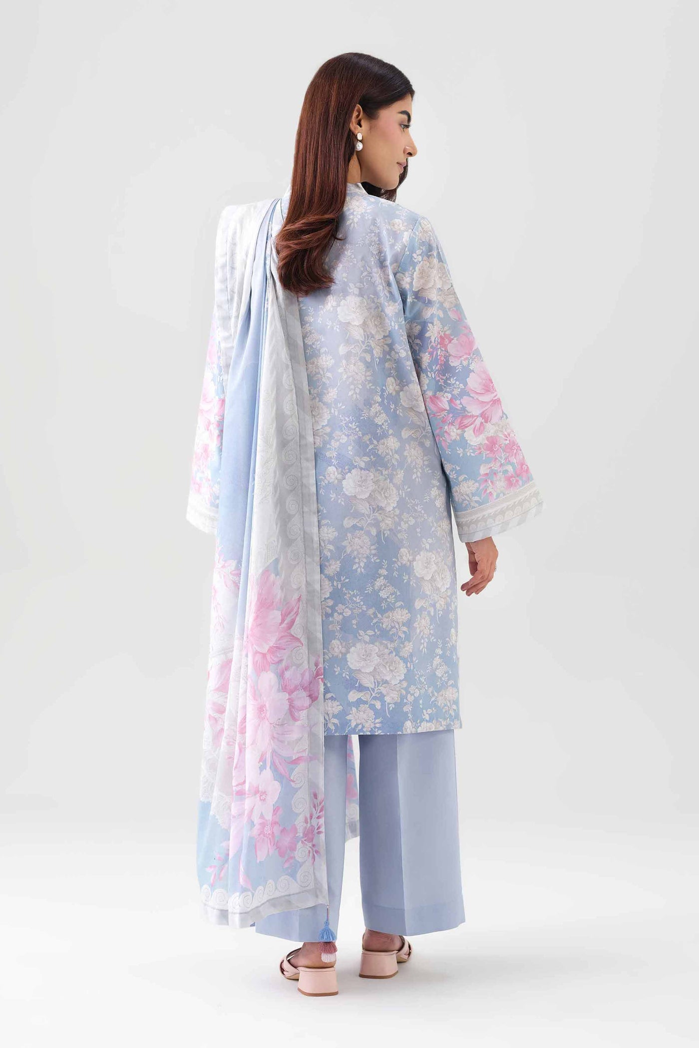 3 Piece Embroidered Raw Silk Suit