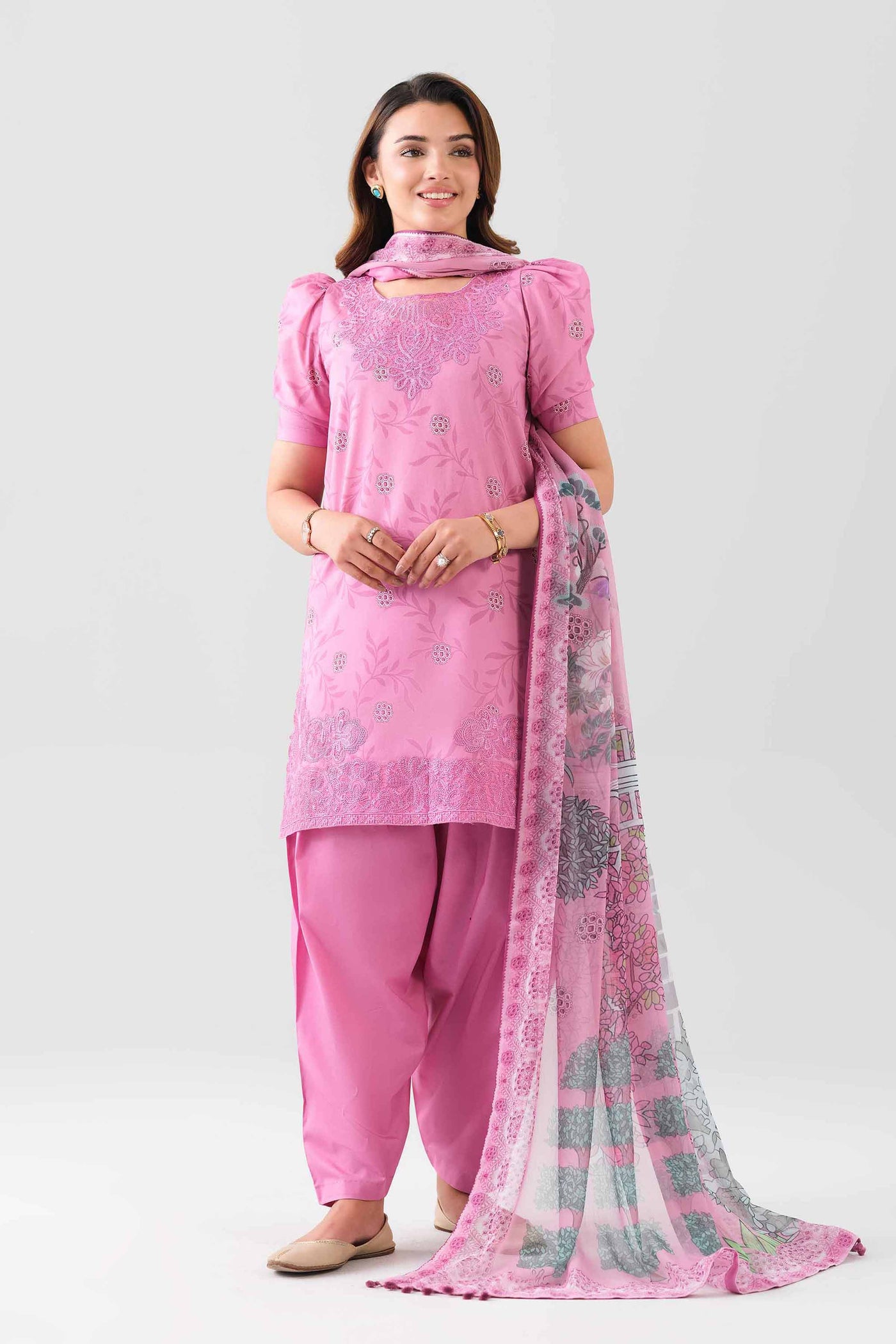 3 Piece Embroidered Masoori Yarn Dyed Suit