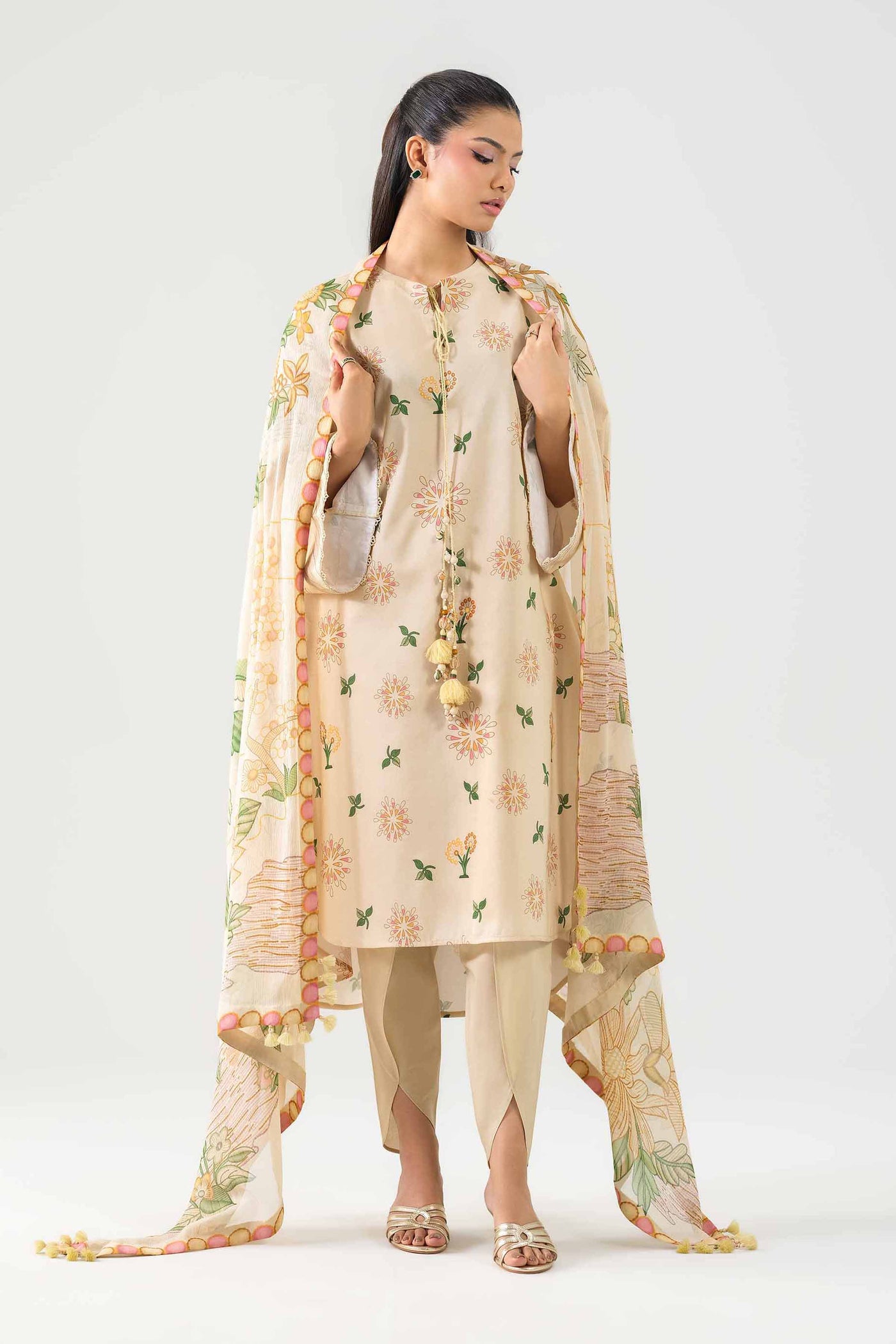 3 Piece Embroidered Raw Silk Suit
