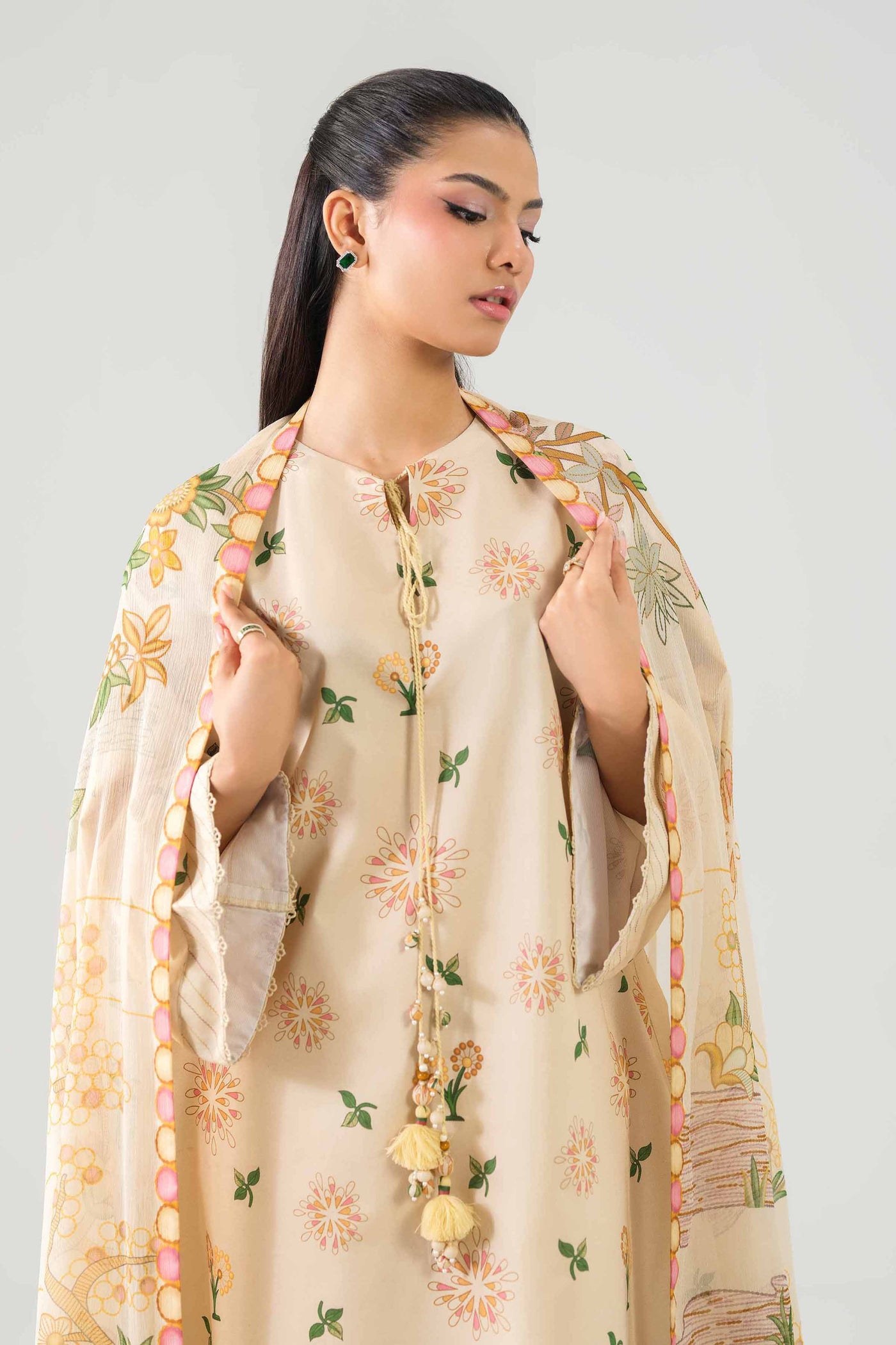 3 Piece Embroidered Raw Silk Suit