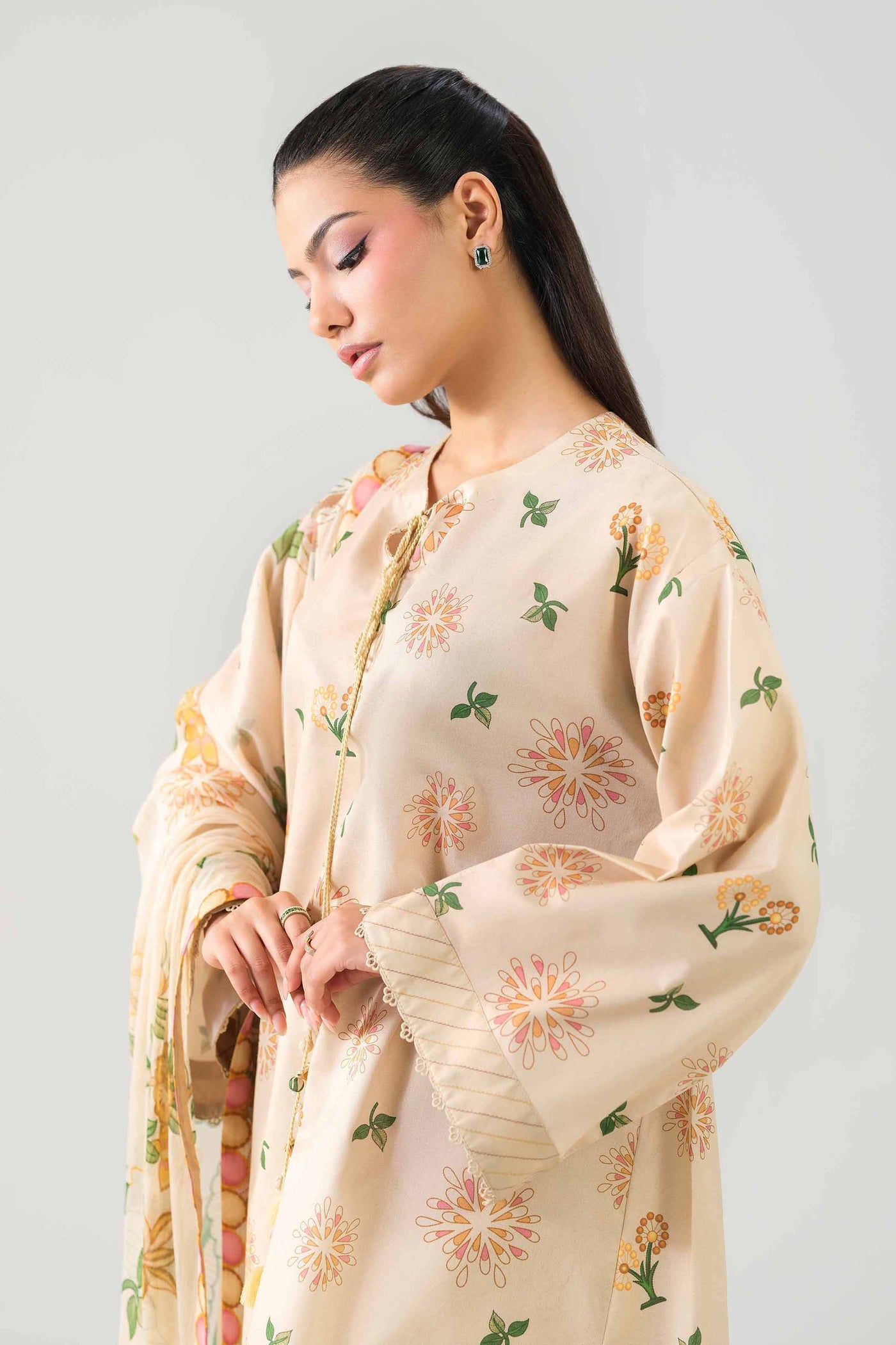 3 Piece Embroidered Raw Silk Suit