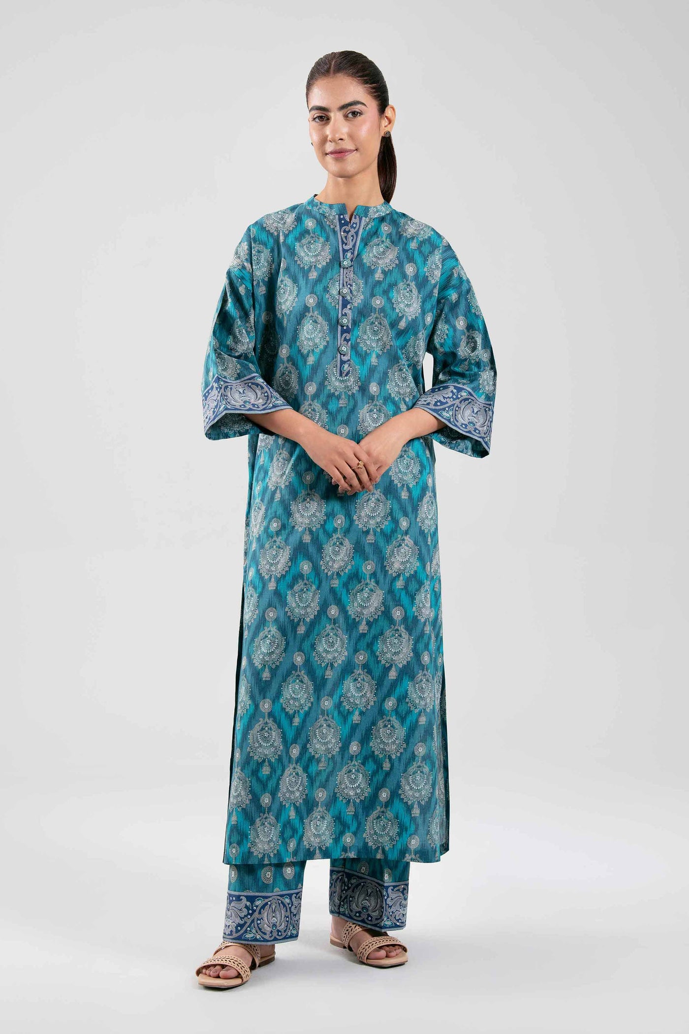 3 Piece Embroidered Raw Silk Suit