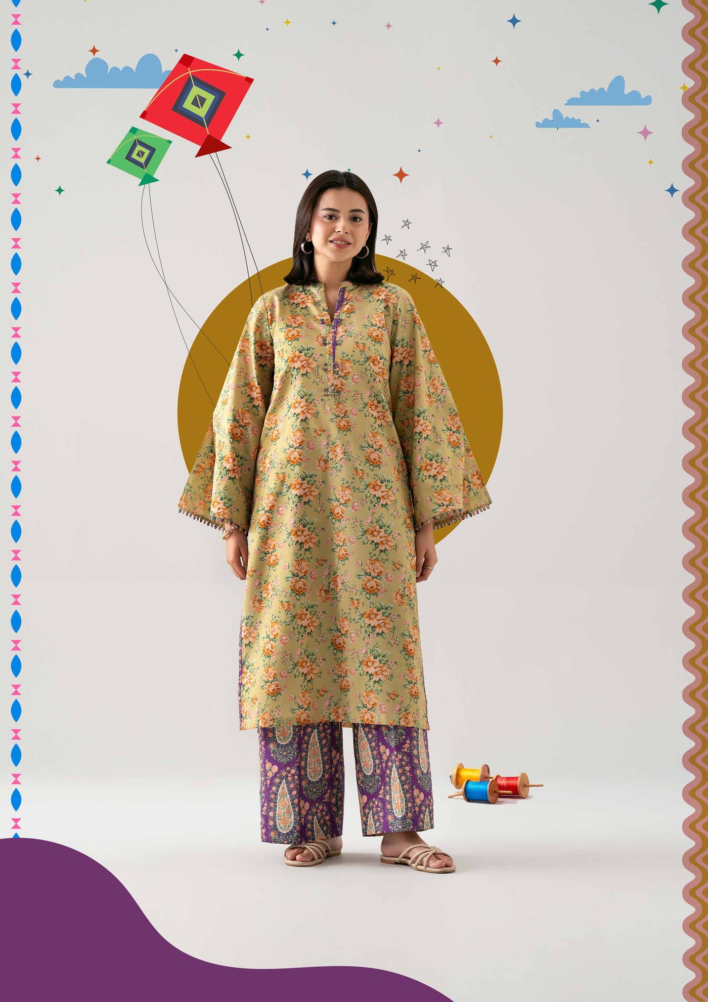 3 Piece Embroidered Cotton Net Suit