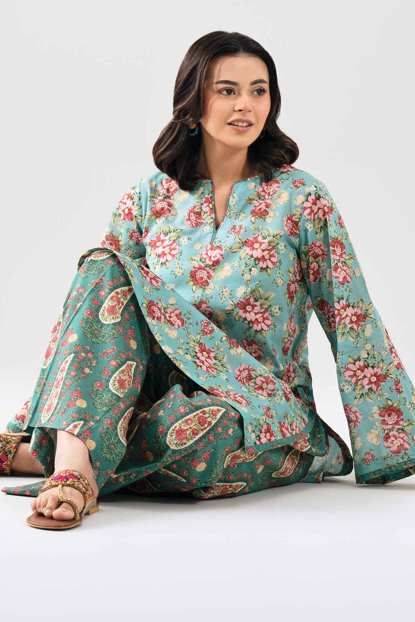 3 Piece Embroidered Dobby Lawn Suit