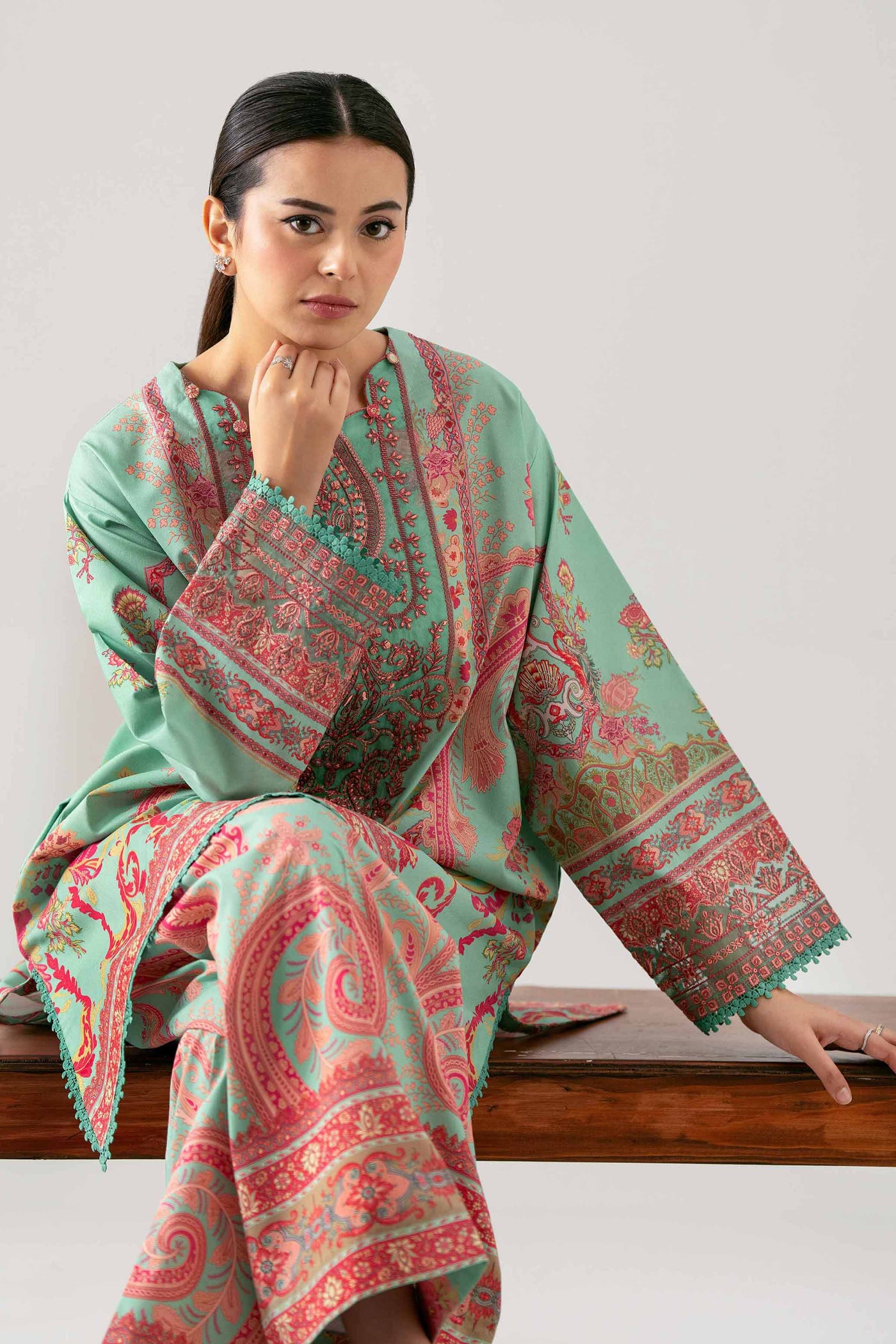 3 Piece Embroidered Dobby Lawn Suit