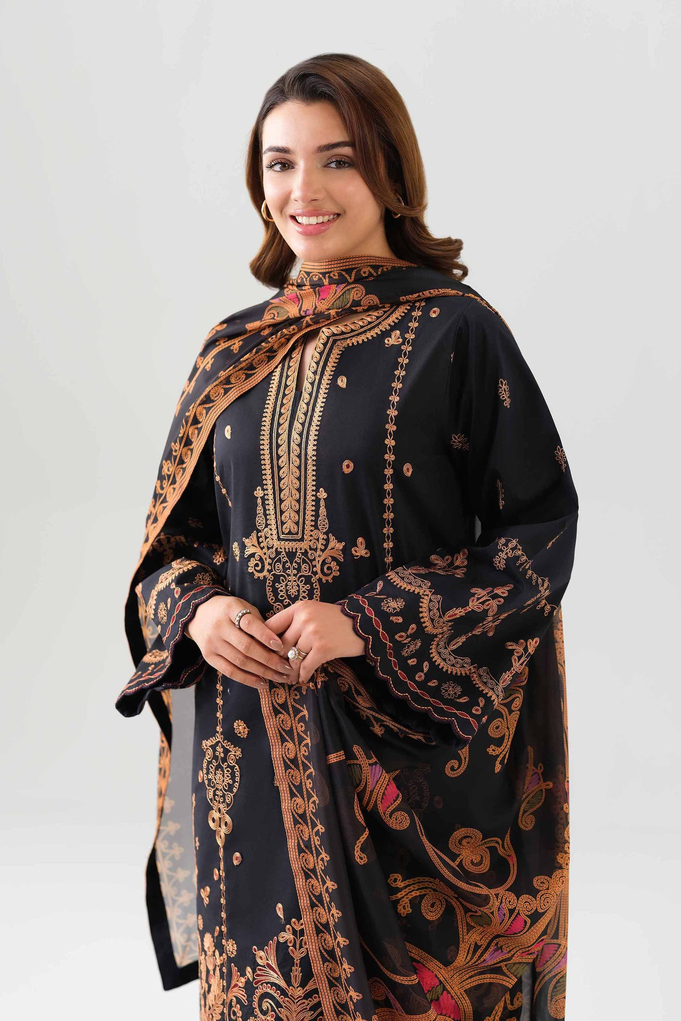 3 Piece Embroidered Dobby Lawn Suit