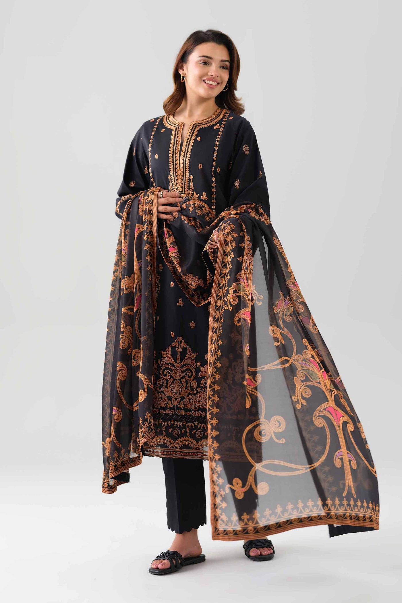 3 Piece Embroidered Dobby Lawn Suit