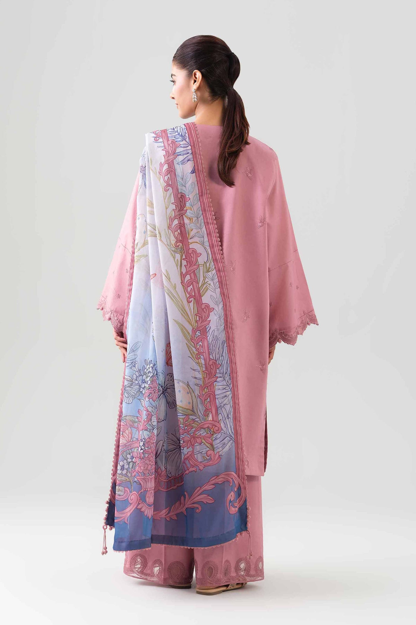 3 Piece Embroidered Charmeuse Suit