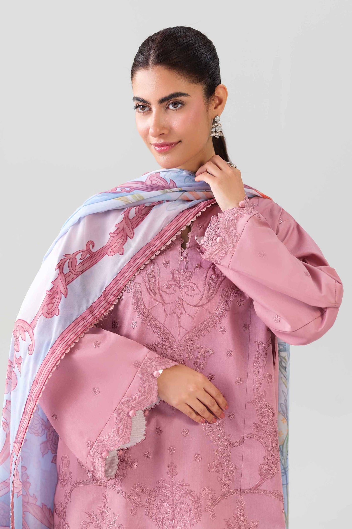 3 Piece Embroidered Charmeuse Suit