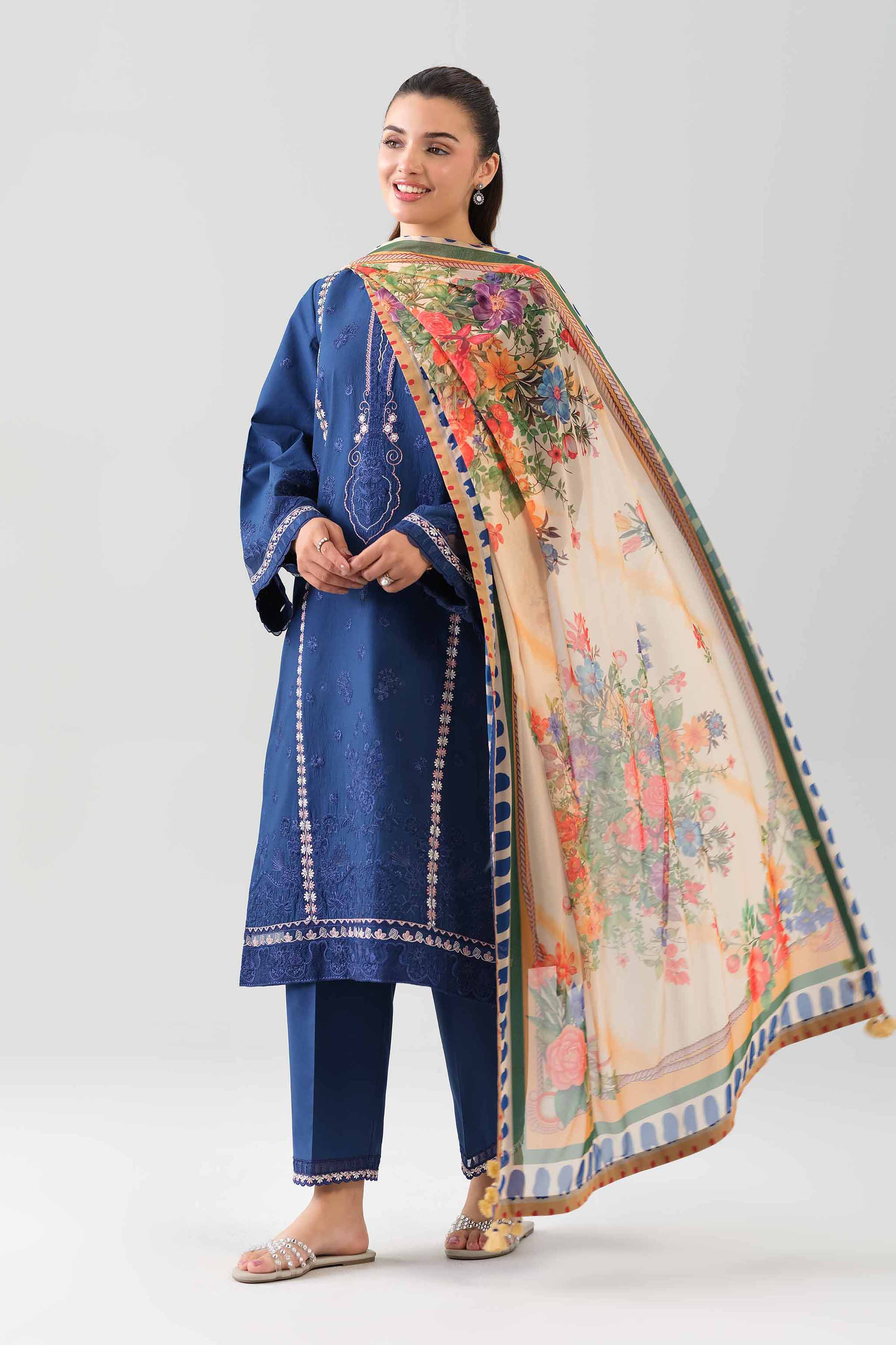 3 Piece - Digital Printed Embroidered Suit - 42601080
