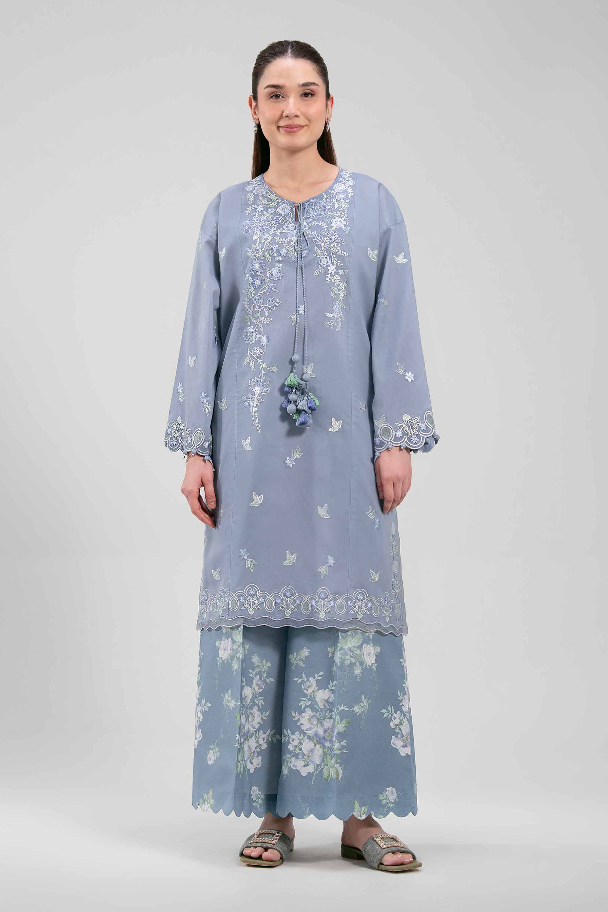 2 Piece - Digital Printed Embroidered Suit - 42601081