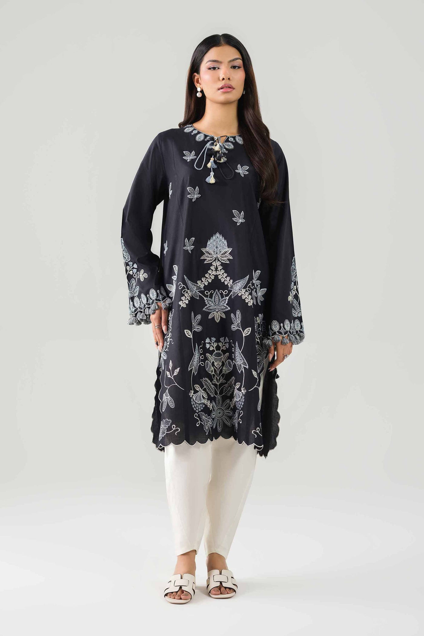 3 Piece Embroidered Raw Silk Suit