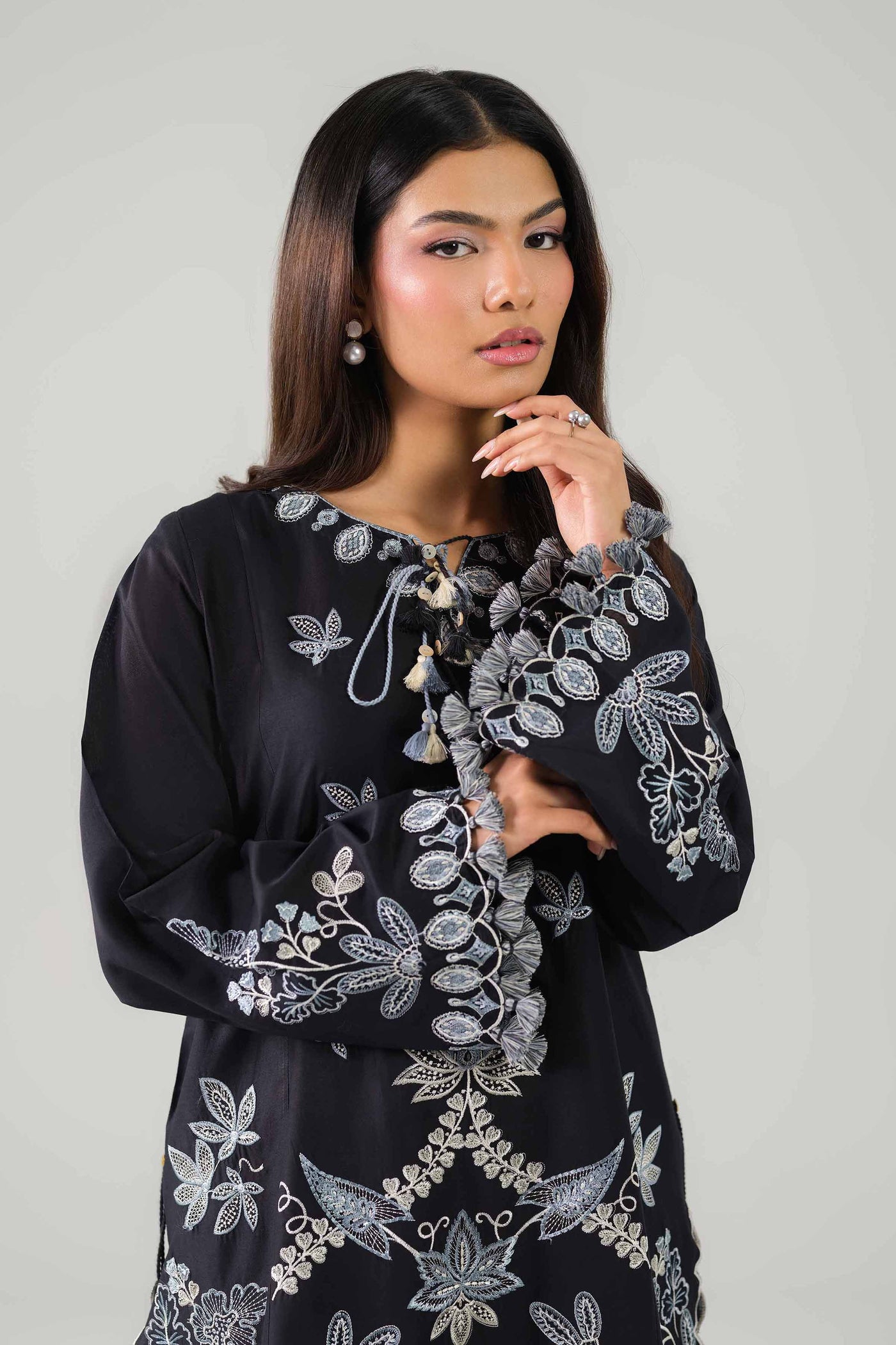 3 Piece Embroidered Raw Silk Suit