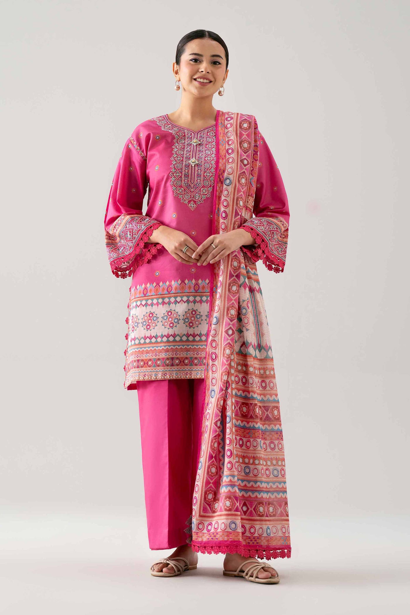3 Piece Embroidered Organza Suit