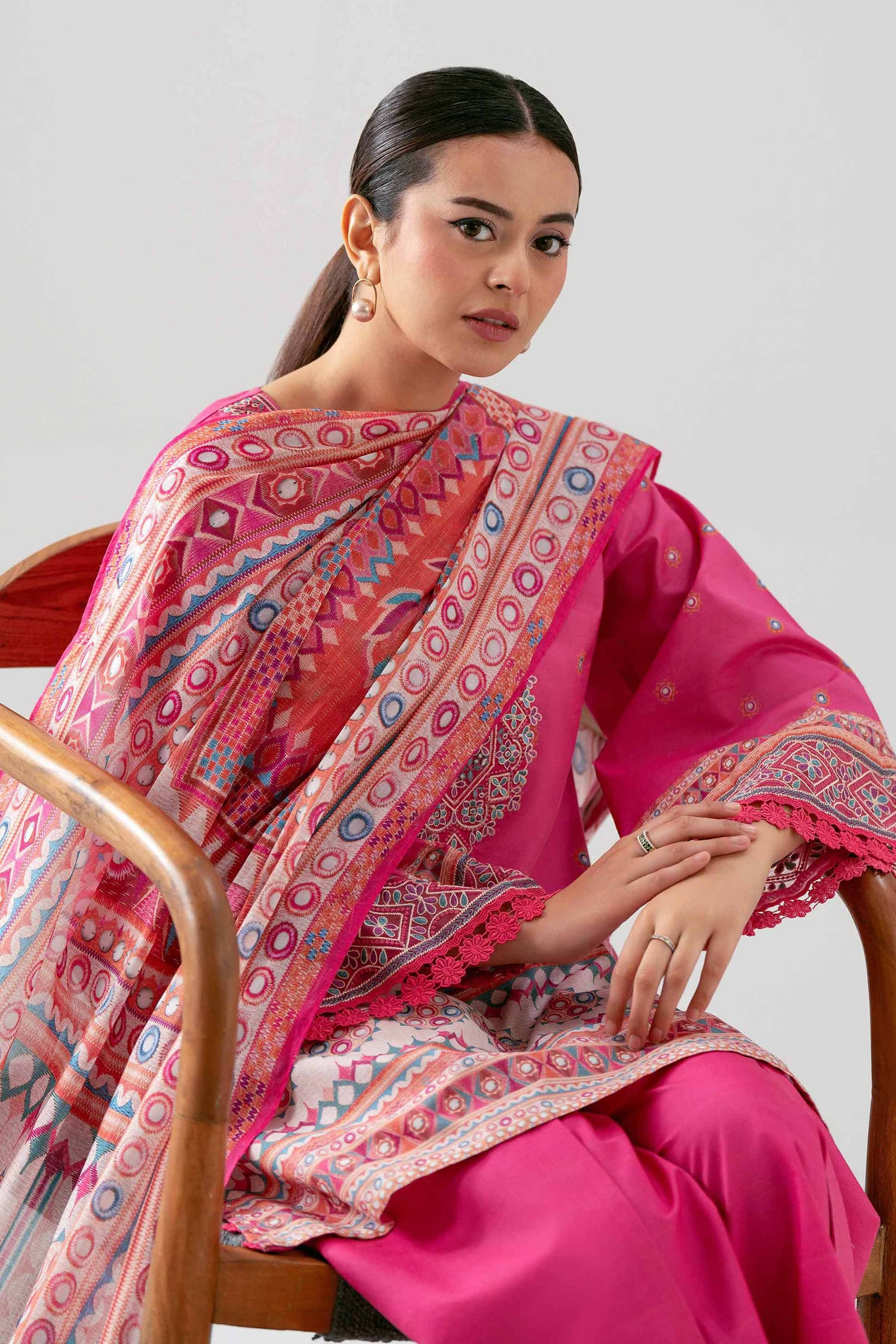 3 Piece Embroidered Organza Suit