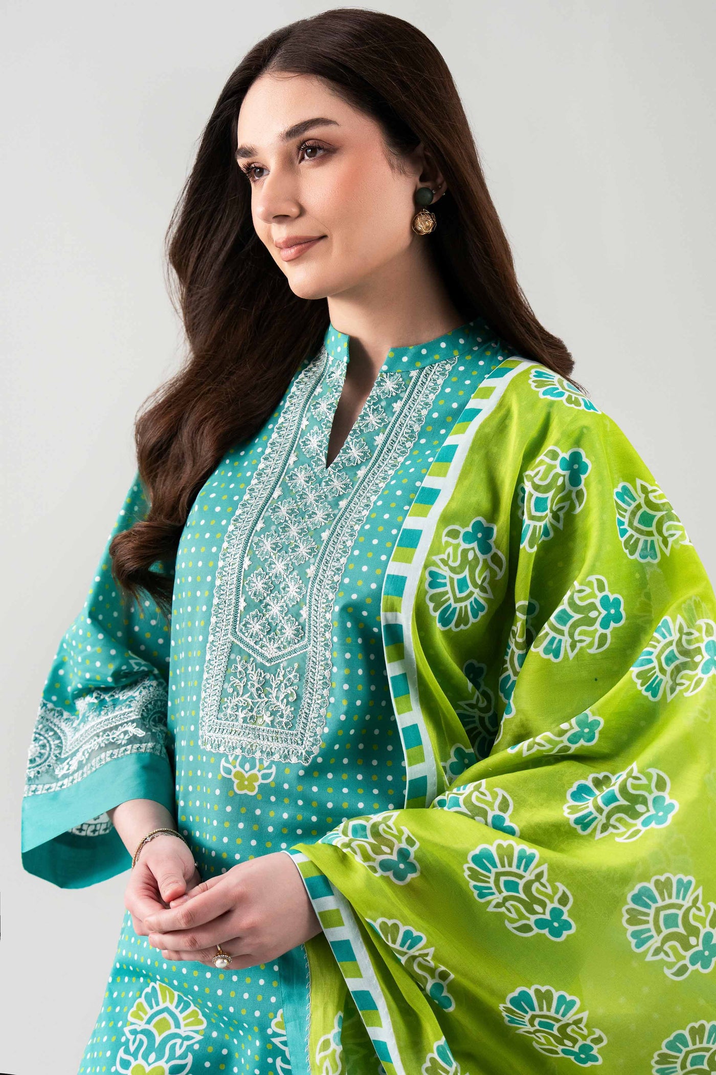 3 Piece Printed Two Tone Silk Suit