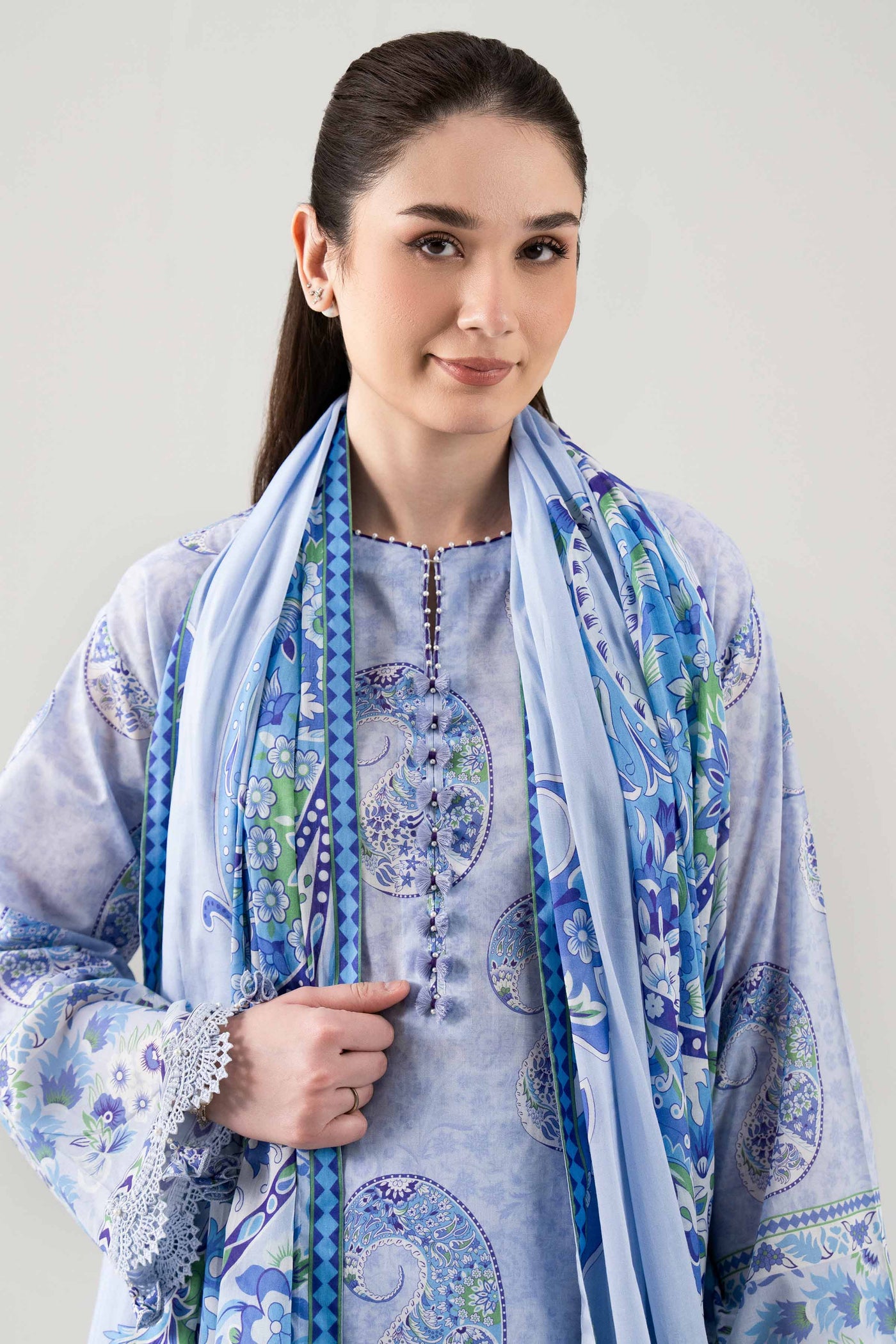3 Piece Embroidered Cotton Net Suit