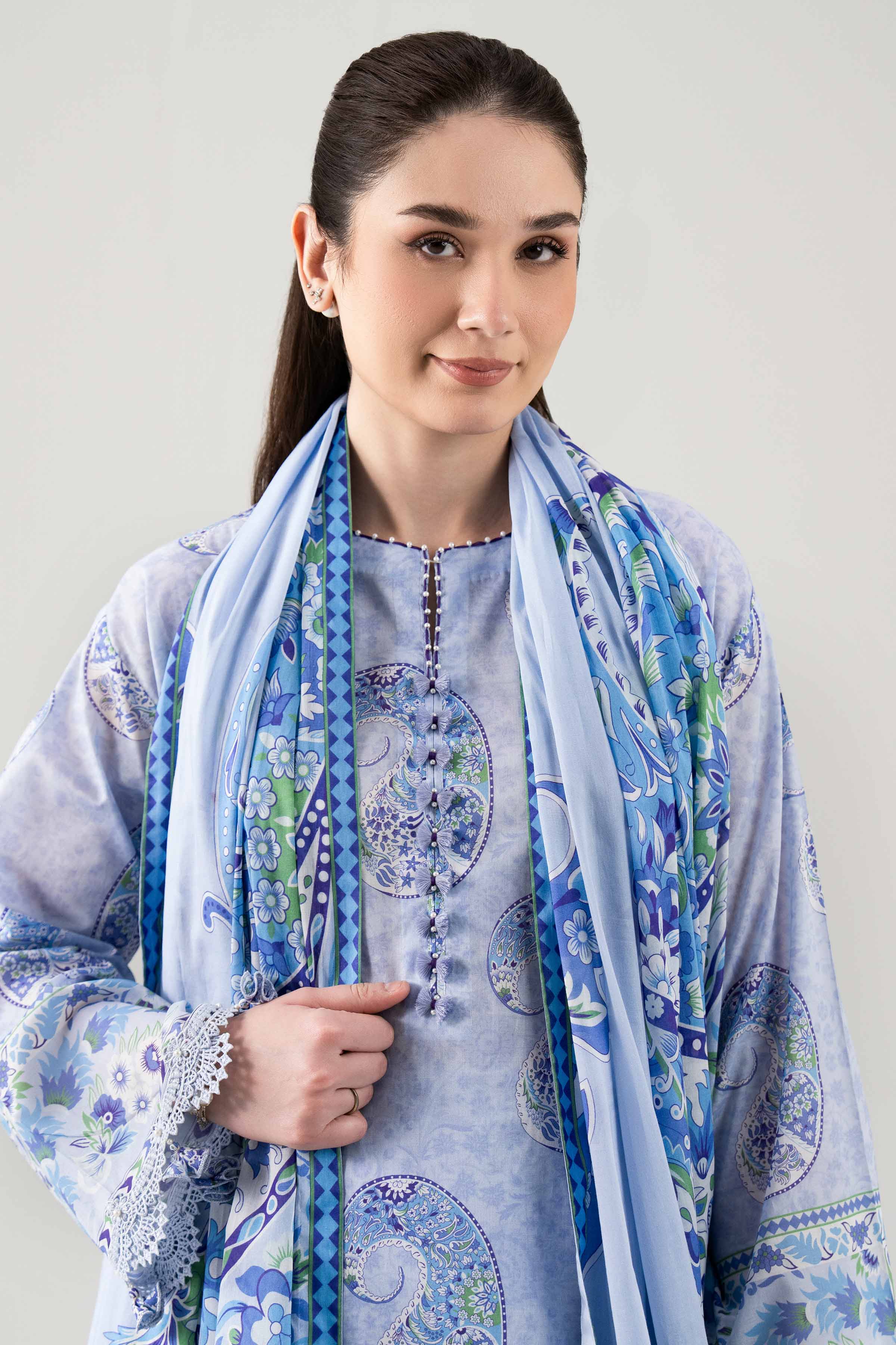 3 Piece Embroidered Cotton Net Suit