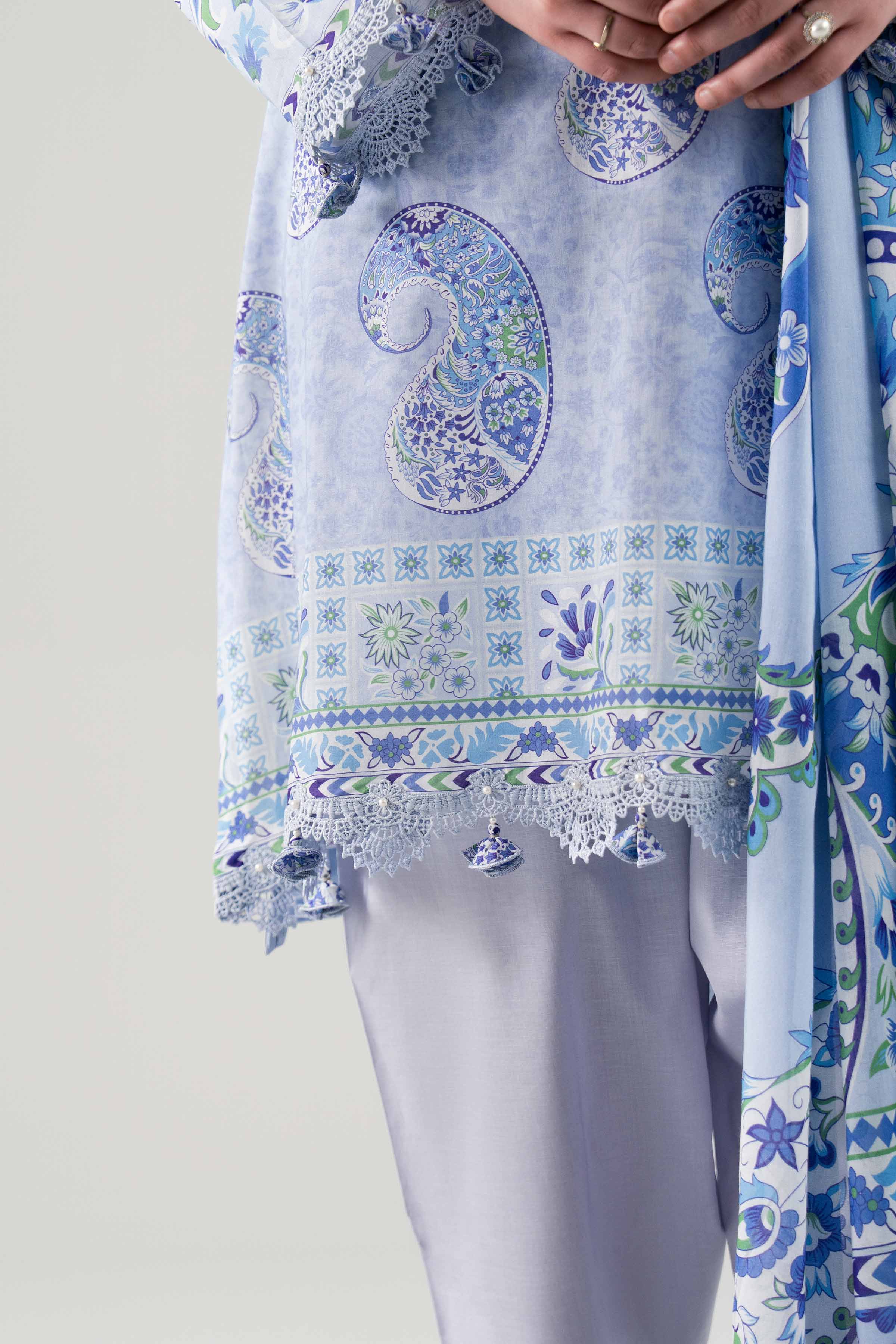 3 Piece Embroidered Cotton Net Suit