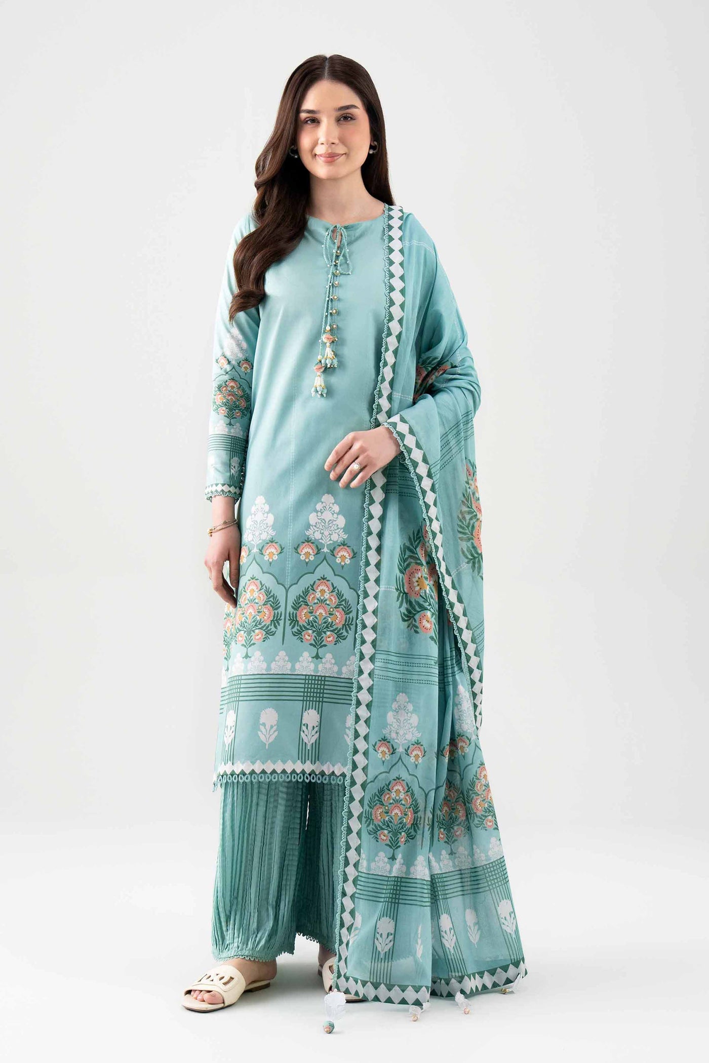 3 Piece Embroidered Jacquard Lawn Suit