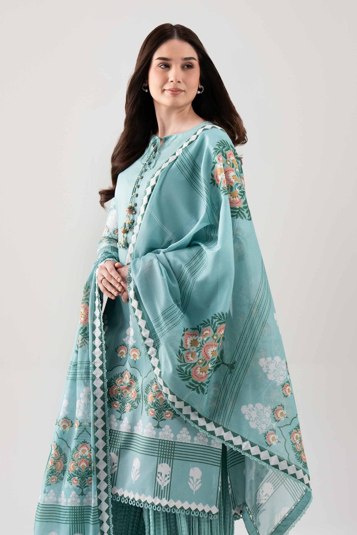 3 Piece Embroidered Jacquard Lawn Suit