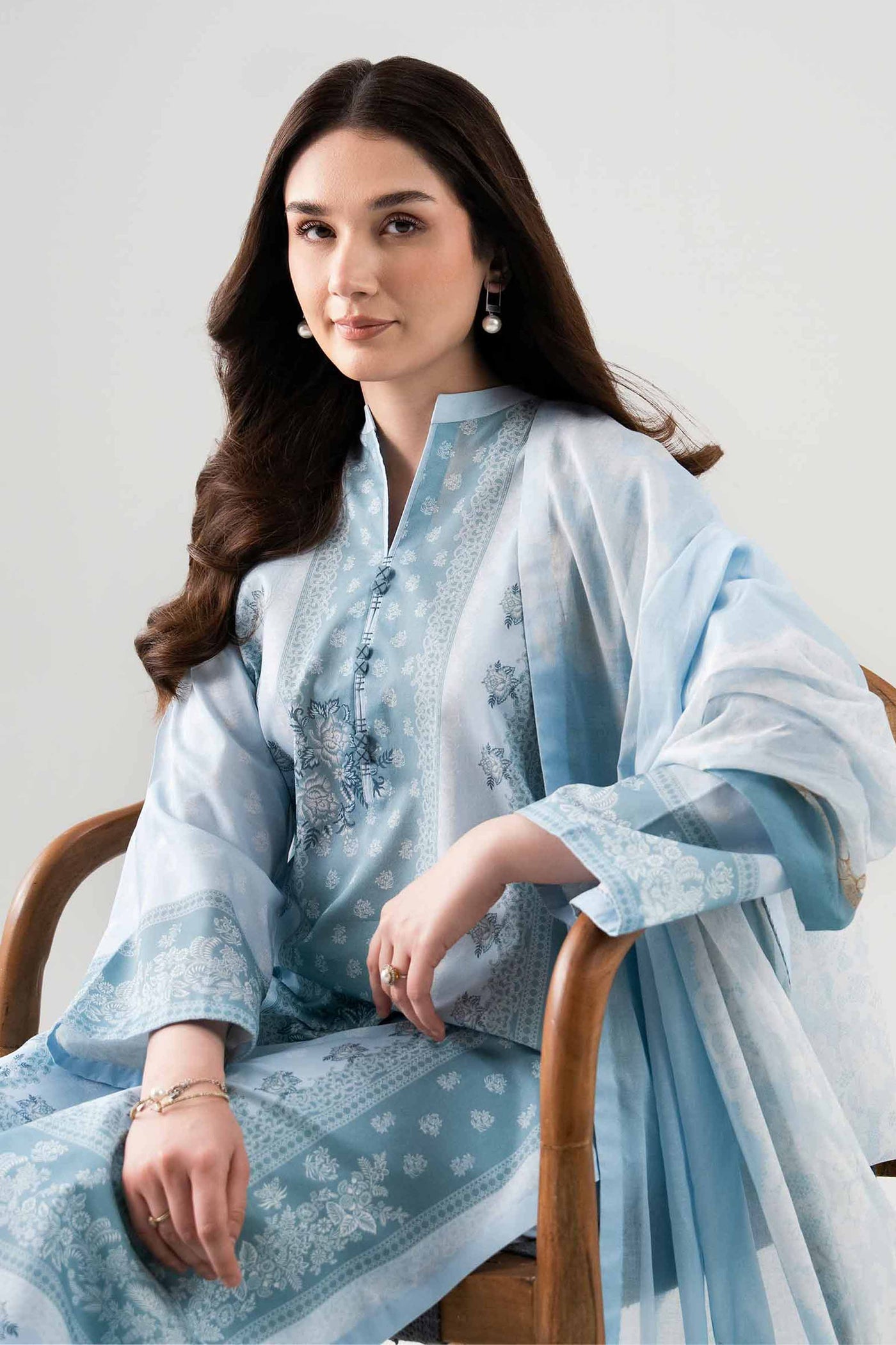3 Piece Embroidered Jacquard Lawn Suit