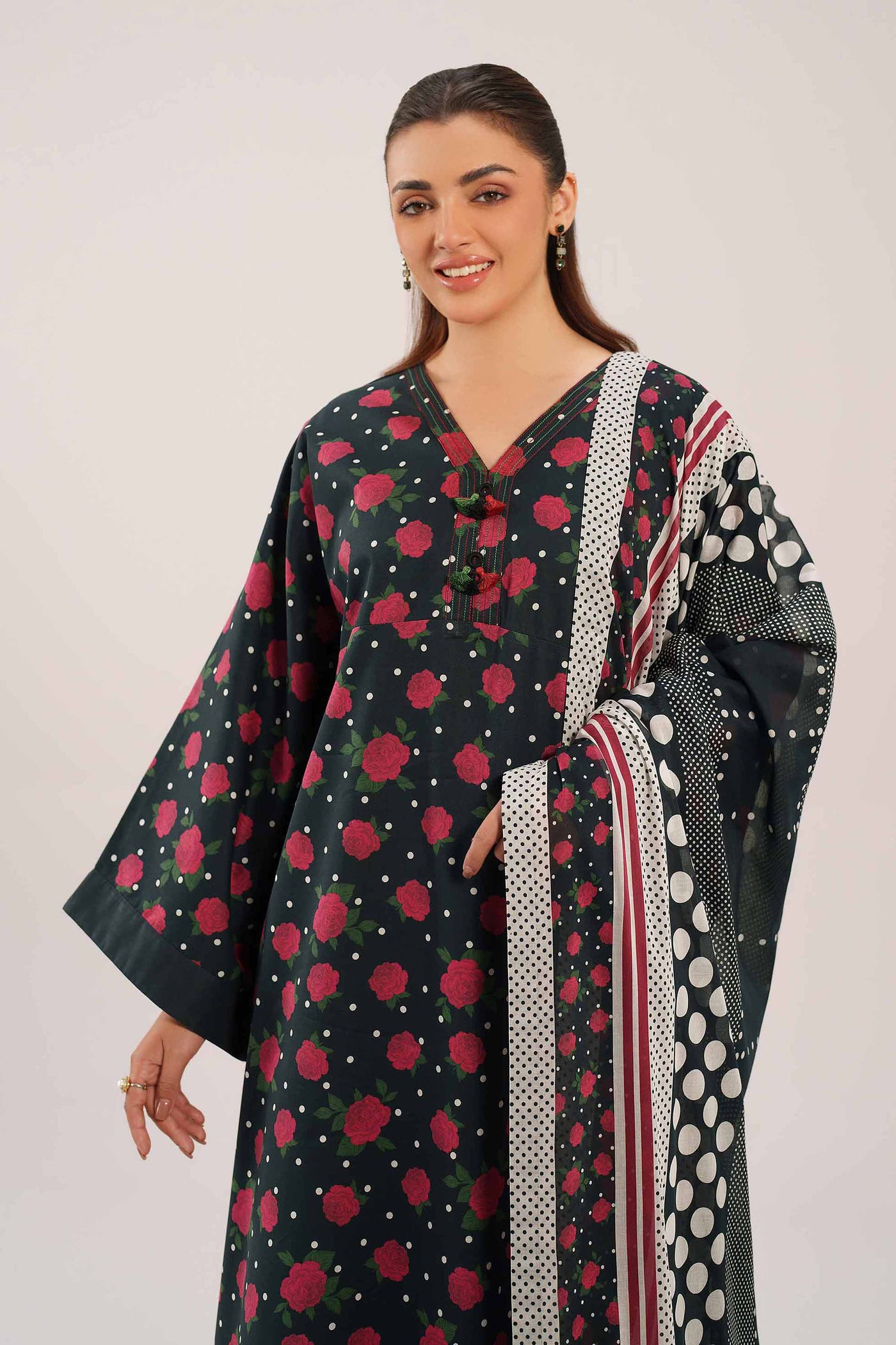 3 Piece Embroidered Raw Silk Suit