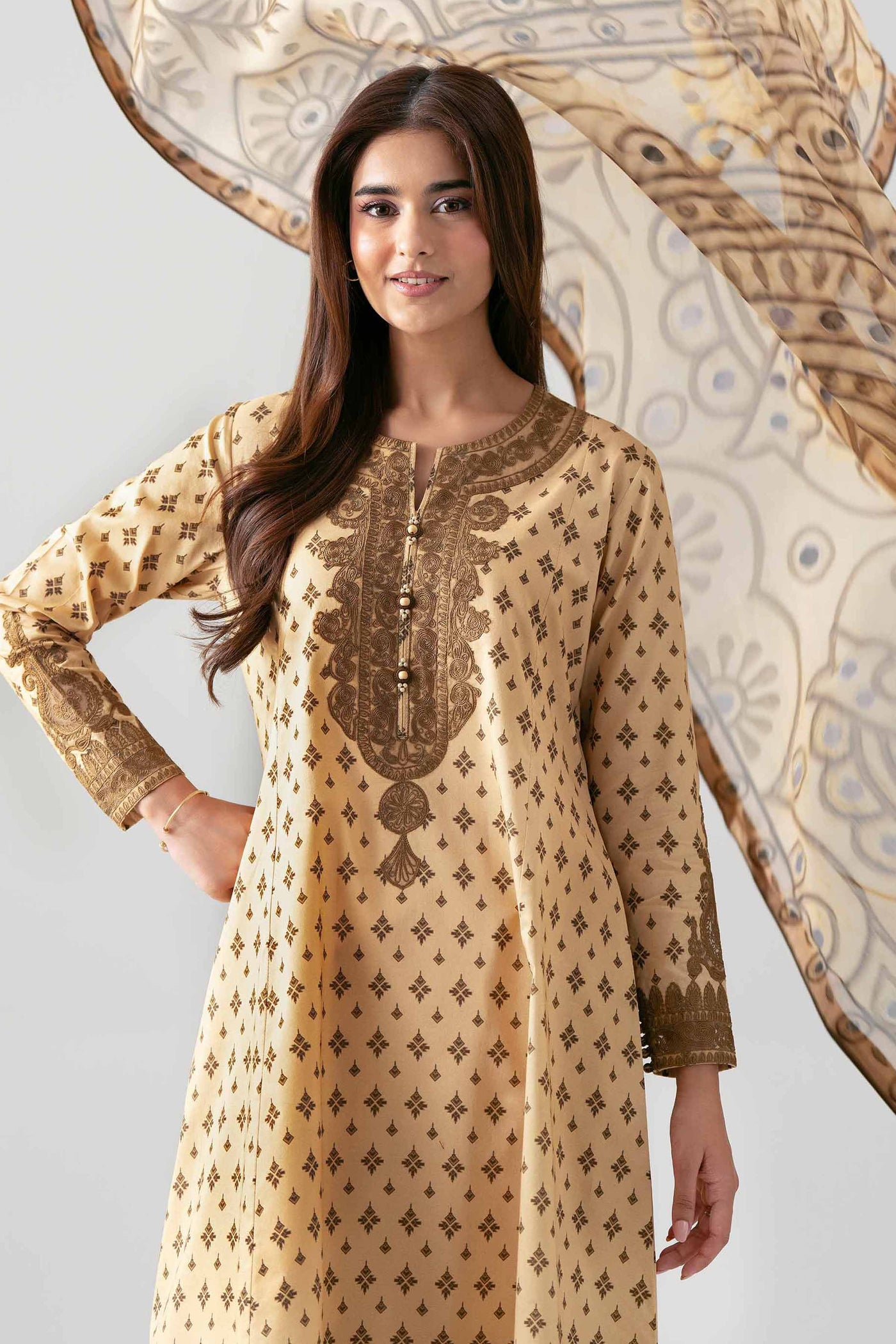 3 Piece Embroidered Raw Silk Suit