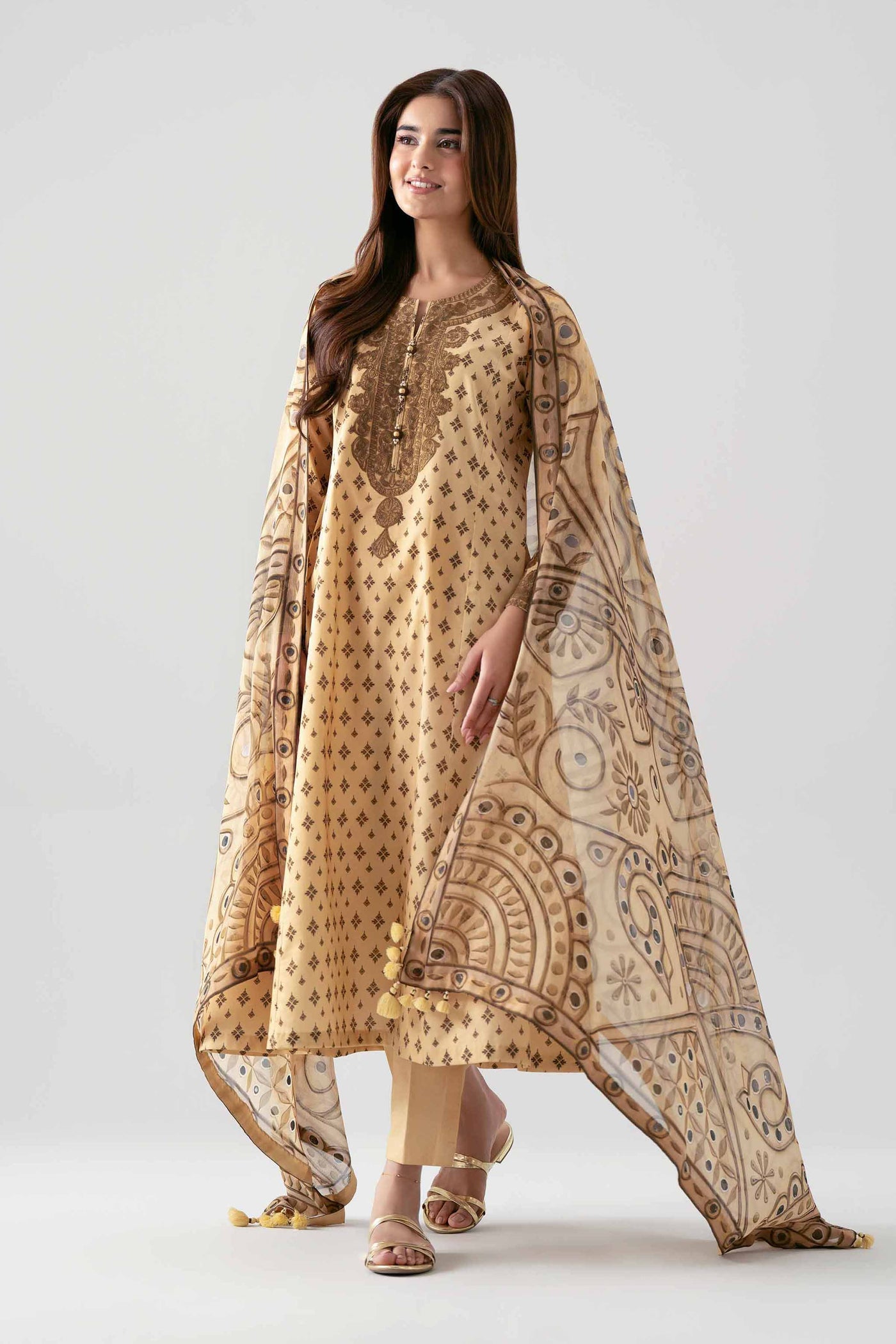 3 Piece Embroidered Raw Silk Suit