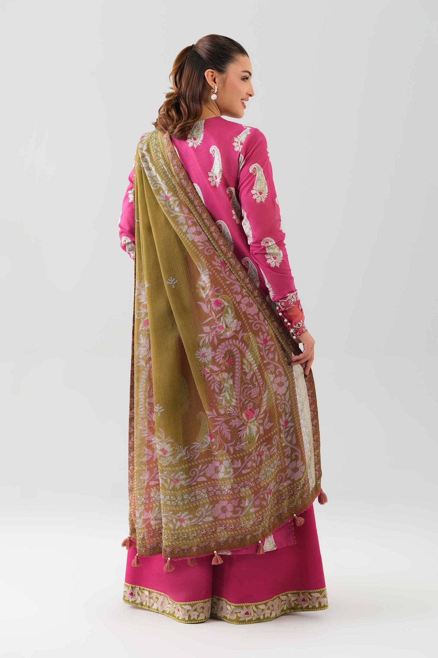 3 Piece Embroidered Zari Net Suit