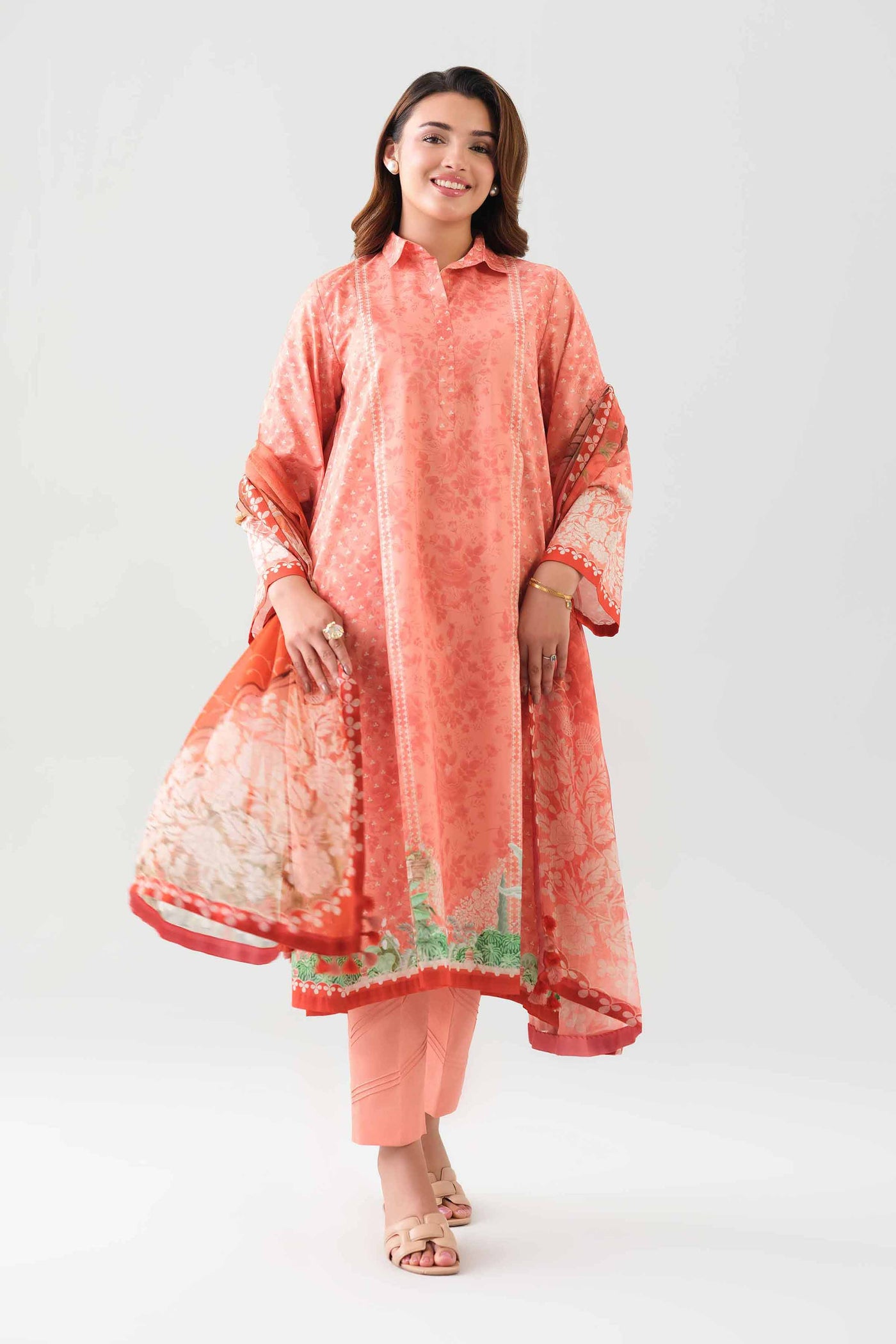 3 Piece Embroidered Cotton Net Suit