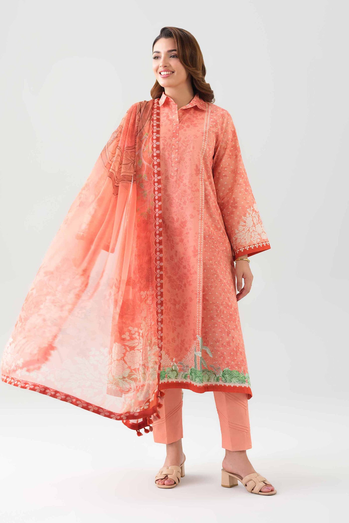 3 Piece Embroidered Cotton Net Suit