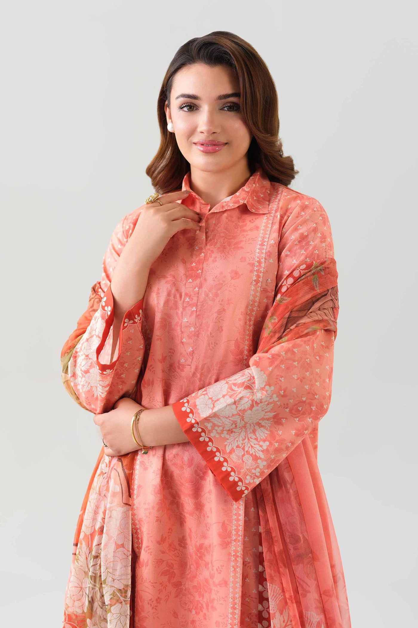 3 Piece Embroidered Cotton Net Suit