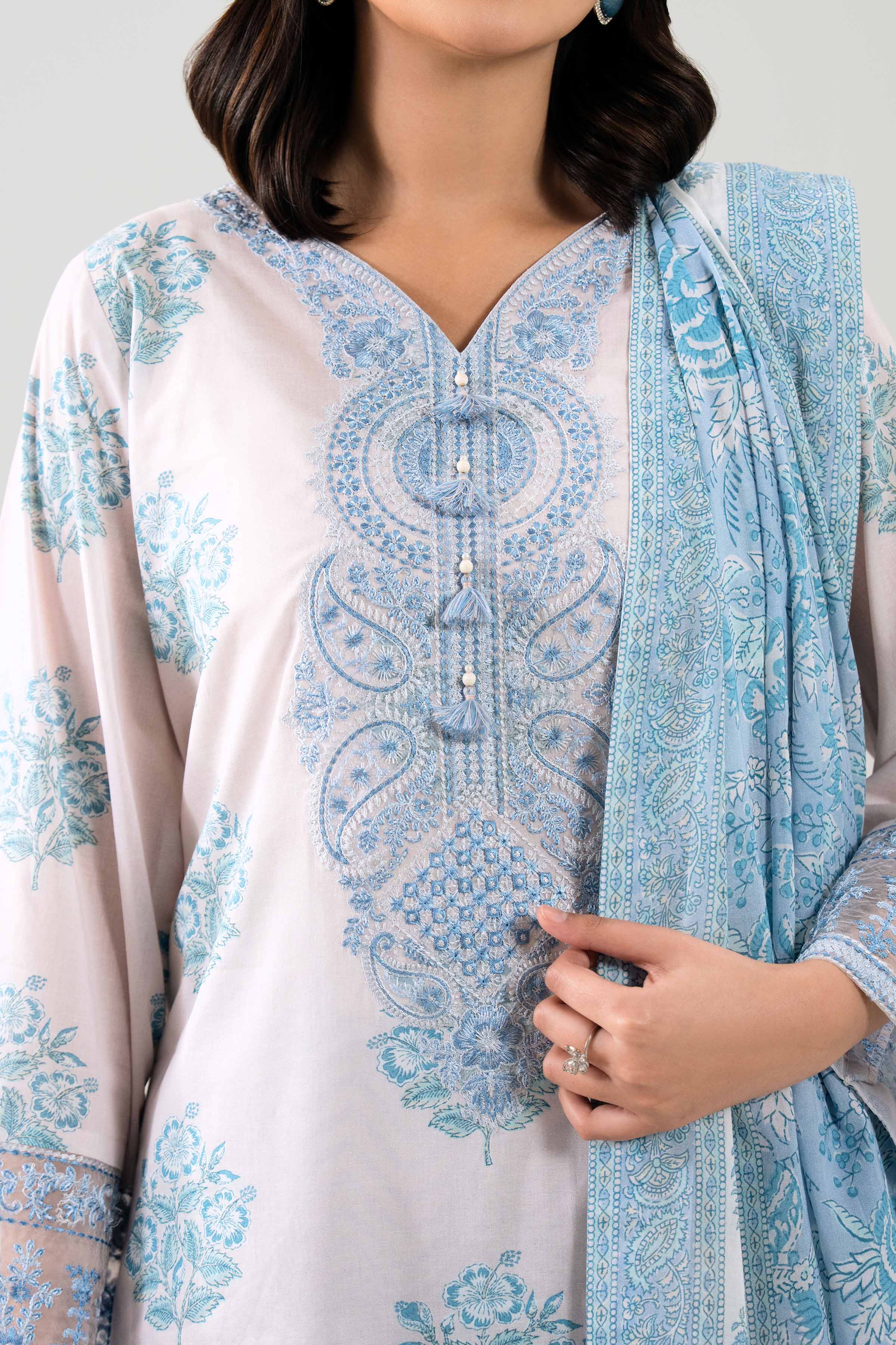 3 Piece Unstitched Embroidered Jacquard Suit