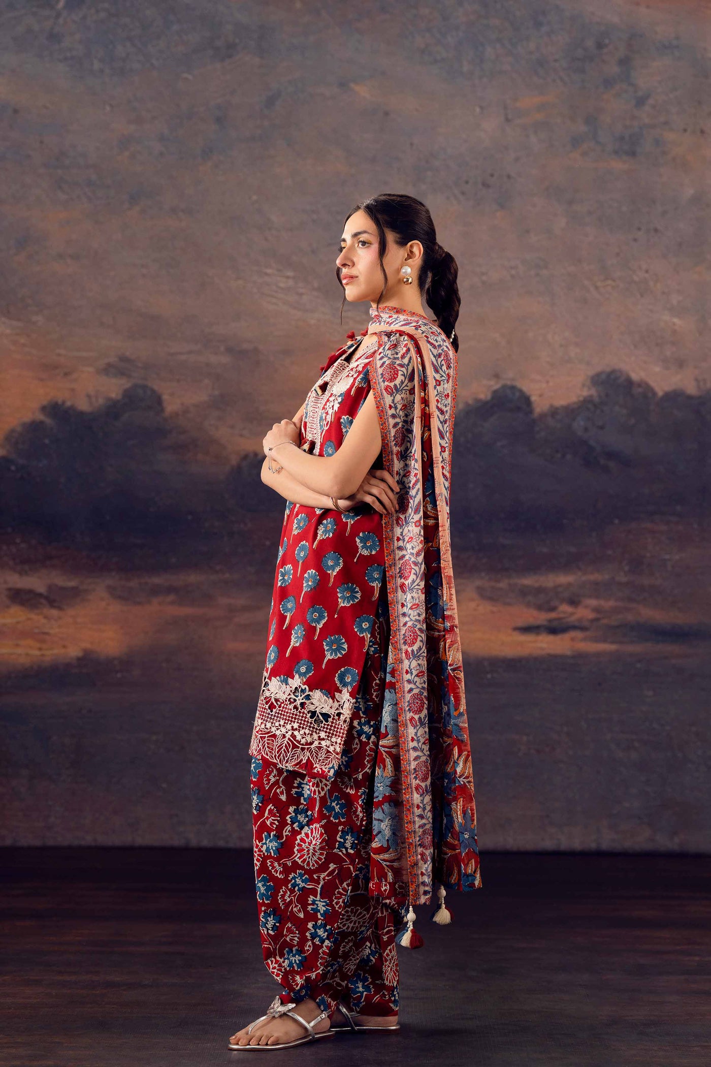 3 Piece Embroidered Dobby Lawn Suit