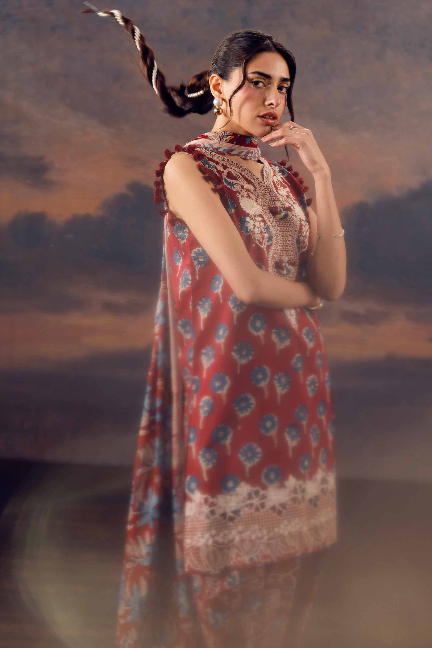 3 Piece Embroidered Dobby Lawn Suit
