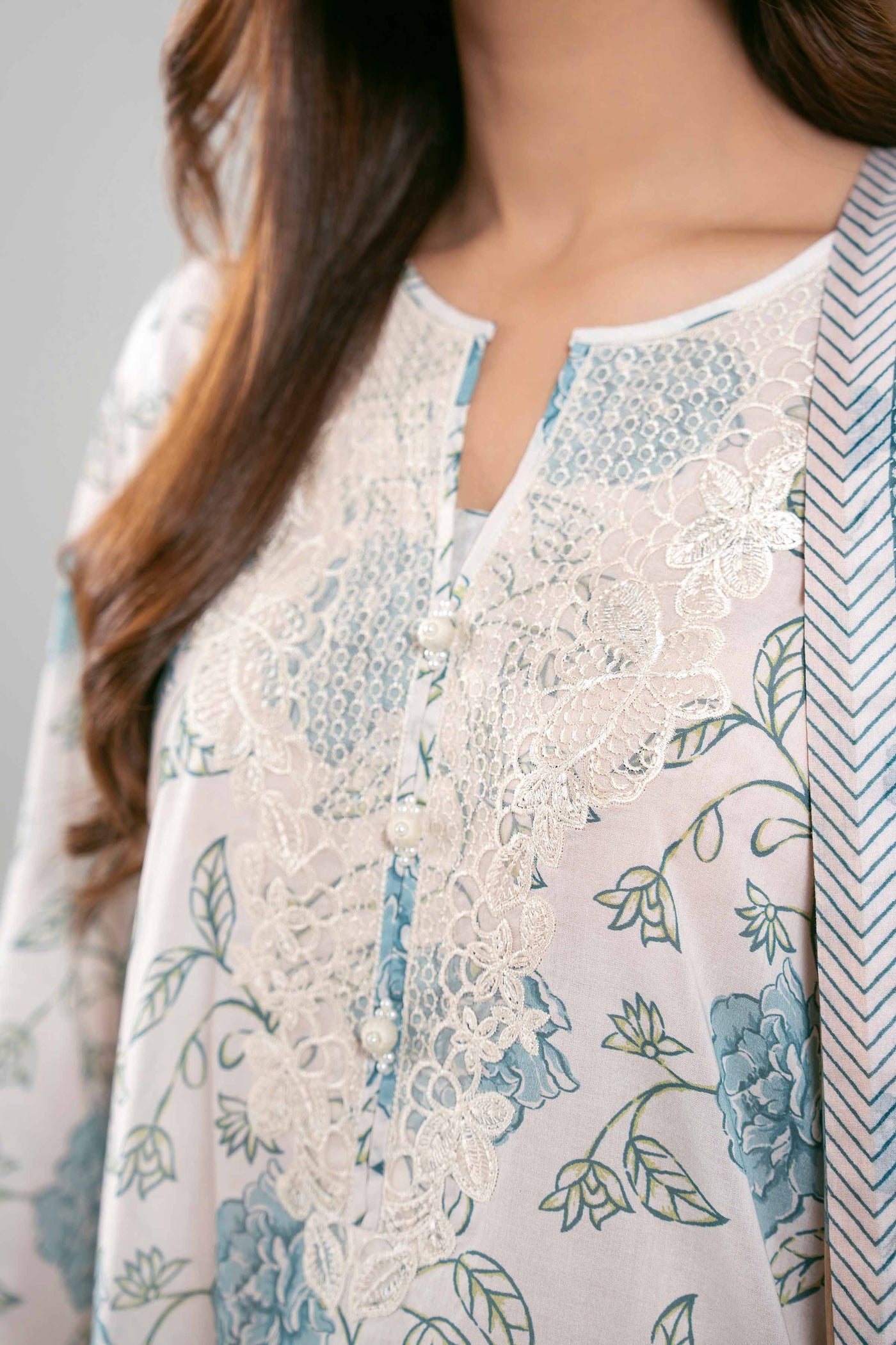 3 Piece Embroidered Paper Cotton Suit