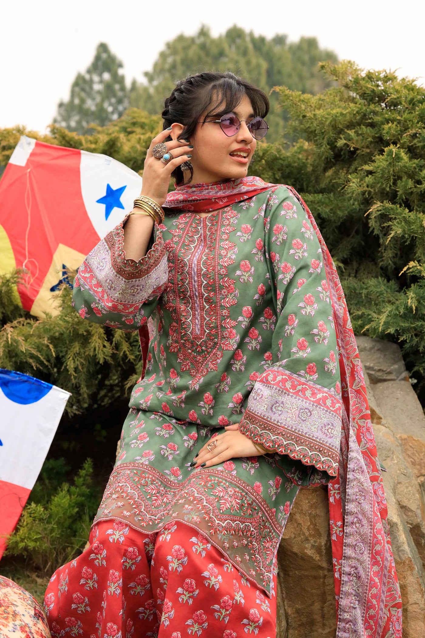 3 Piece Embroidered Cotton Suit