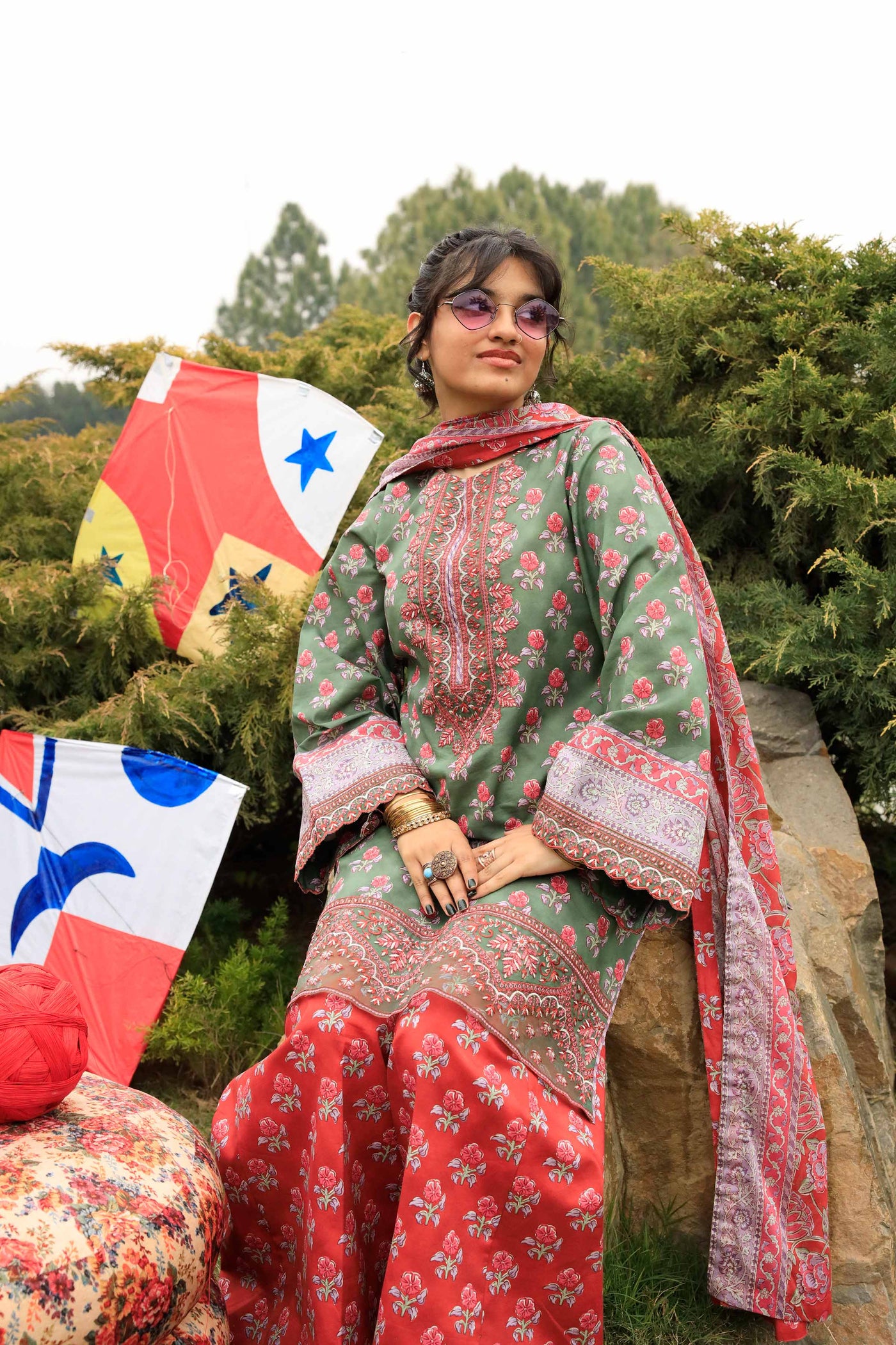 3 Piece Embroidered Cotton Suit