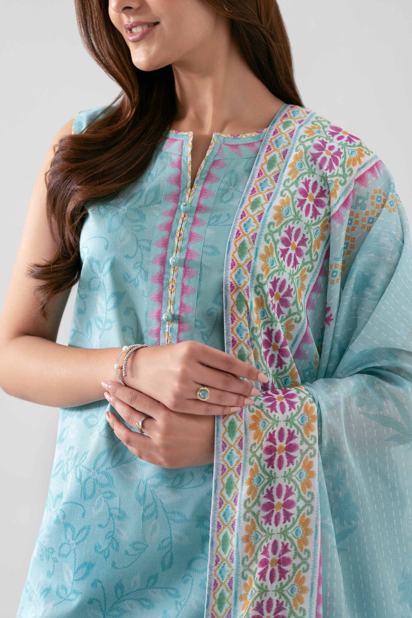 3 Piece Embroidered Dobby Lawn Suit