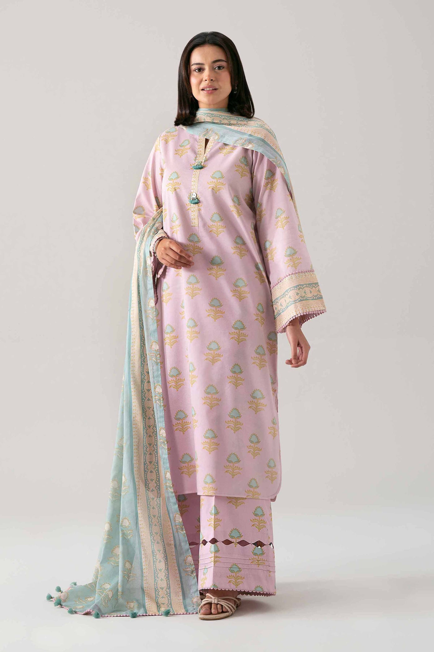 3 Piece Embroidered Jacquard Lawn Suit