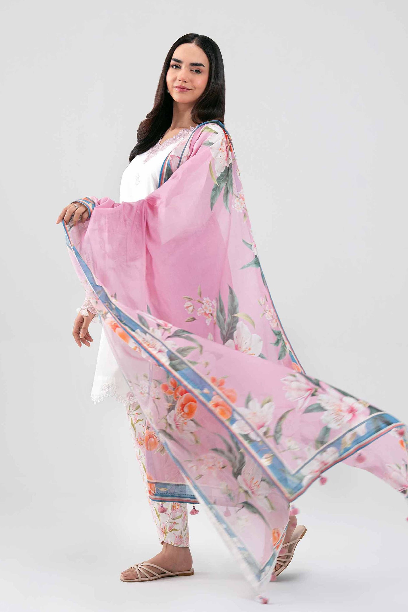 3 Piece Embroidered Chiffon Suit