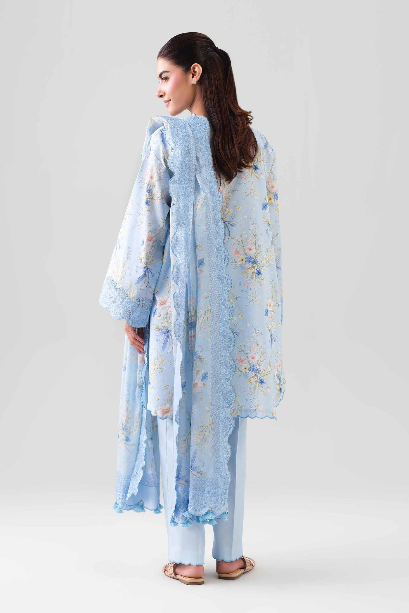 3 Piece Embroidered Pk Raw Silk Suit