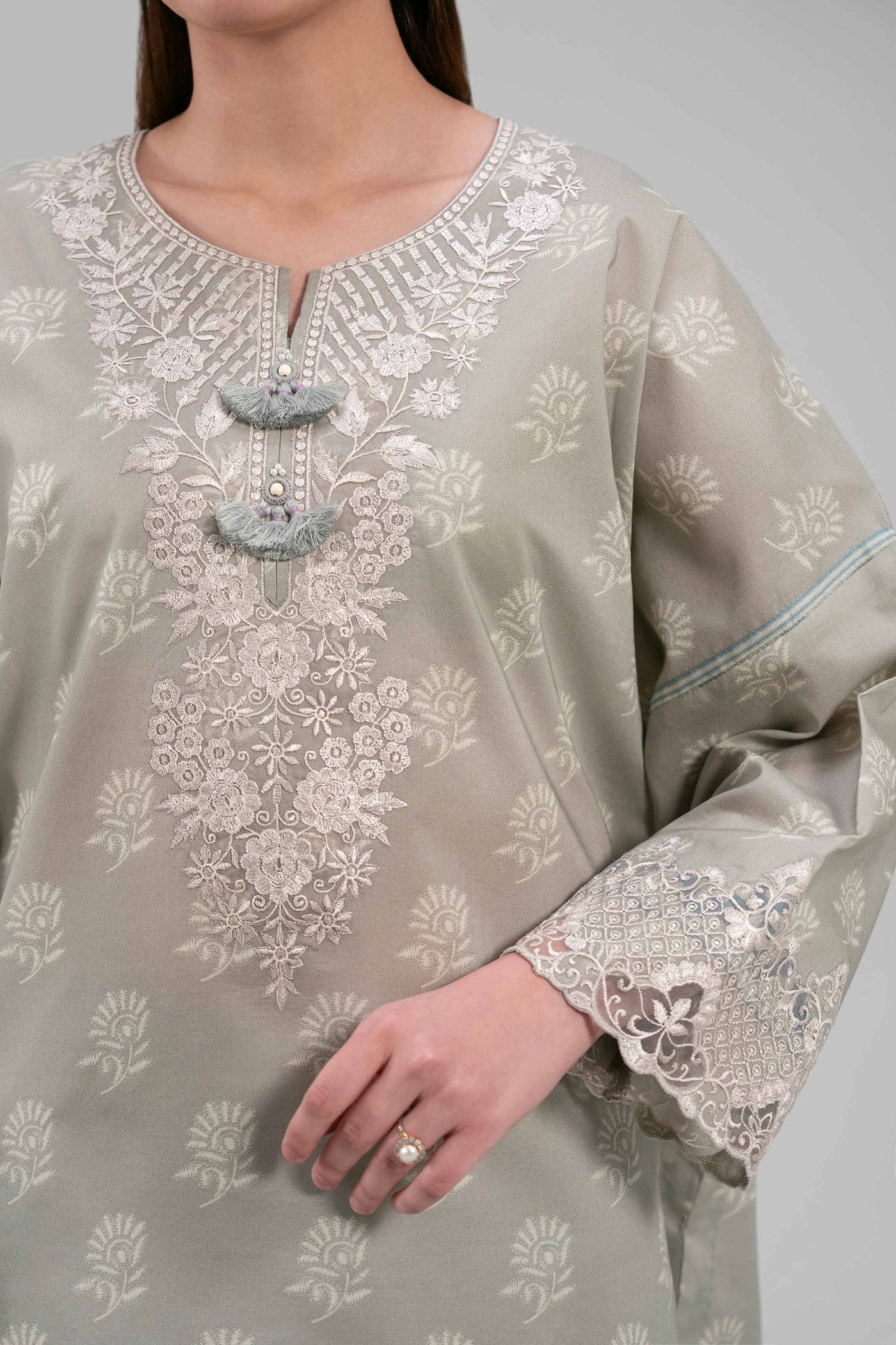 3 Piece Embroidered Dobby Lawn Suit
