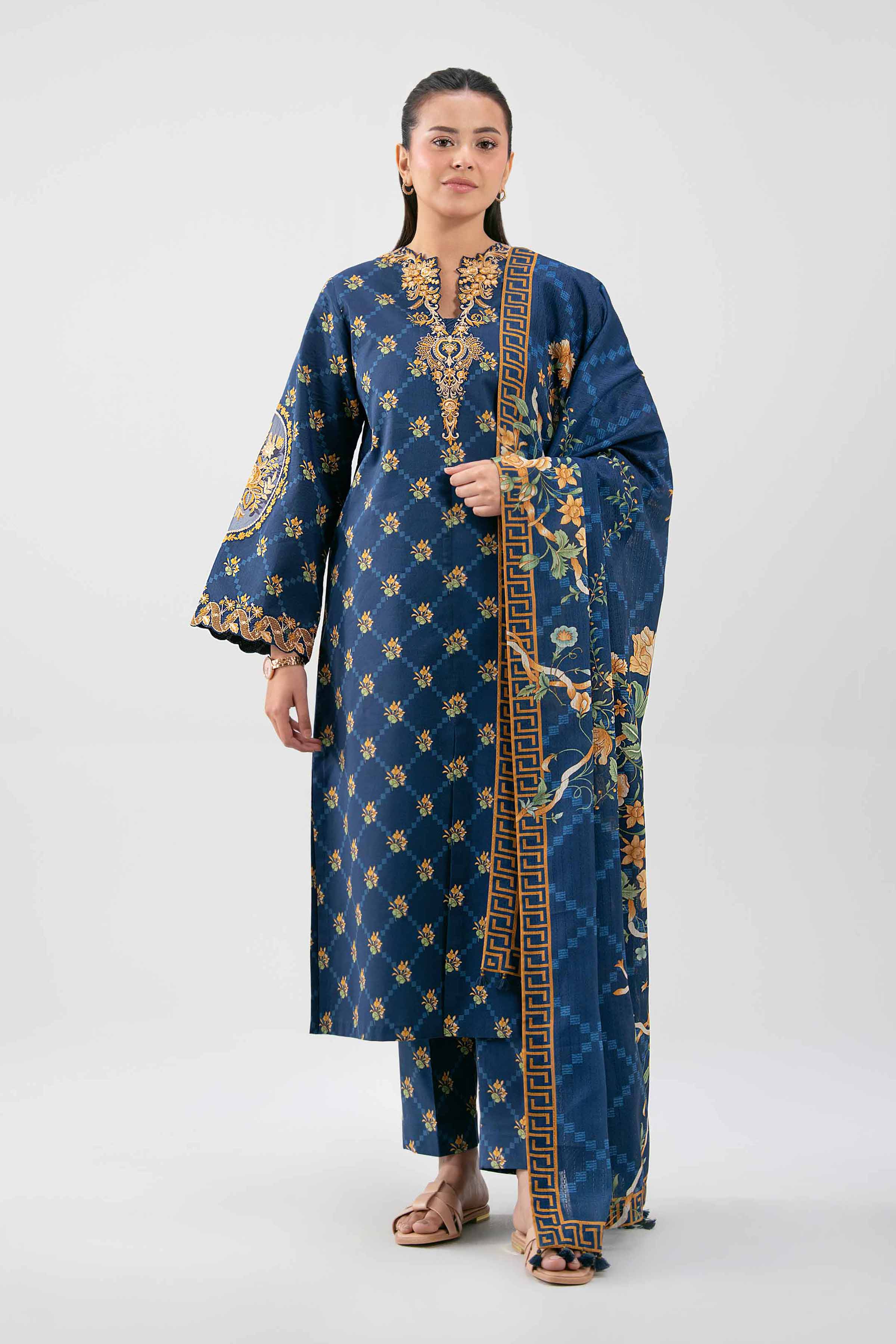 3 Piece - Digital Printed Embroidered Suit - 42601209