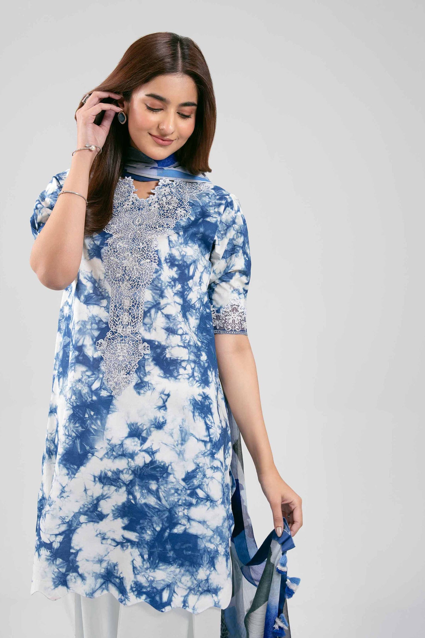 2 Piece Embroidered Organza Suit