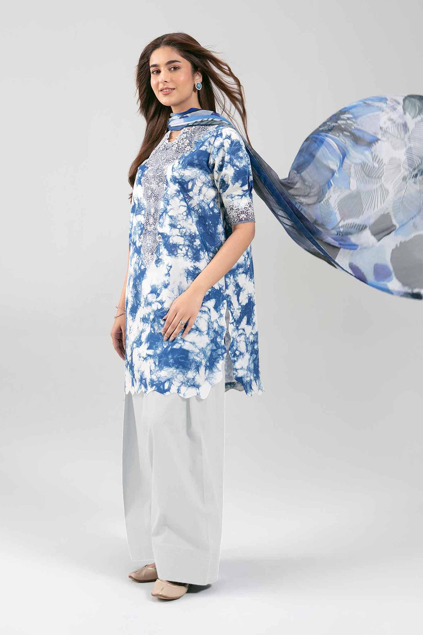 2 Piece Embroidered Organza Suit